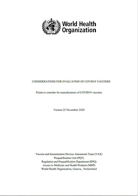 Considerations for the Assessment of COVID-19 Vaccines for Listing by WHO