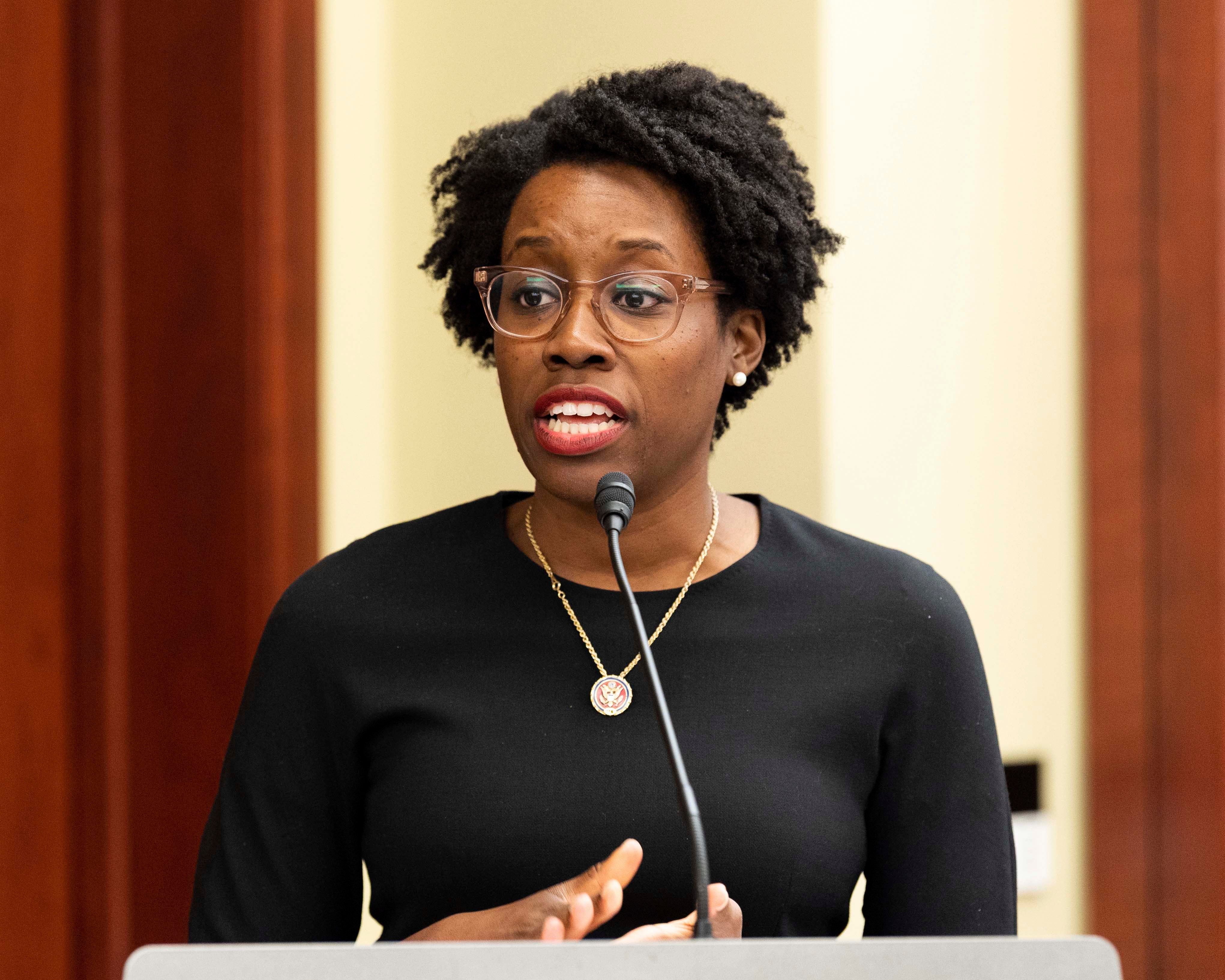 U.S. Representative Lauren Underwood (D-IL), co-founder and co-chair of the Black Maternal Health Caucus,  speaking at the Black Maternal Health Caucus Stakeholder Summit at the Capitol in Washington, DC on July 11, 2019. 
