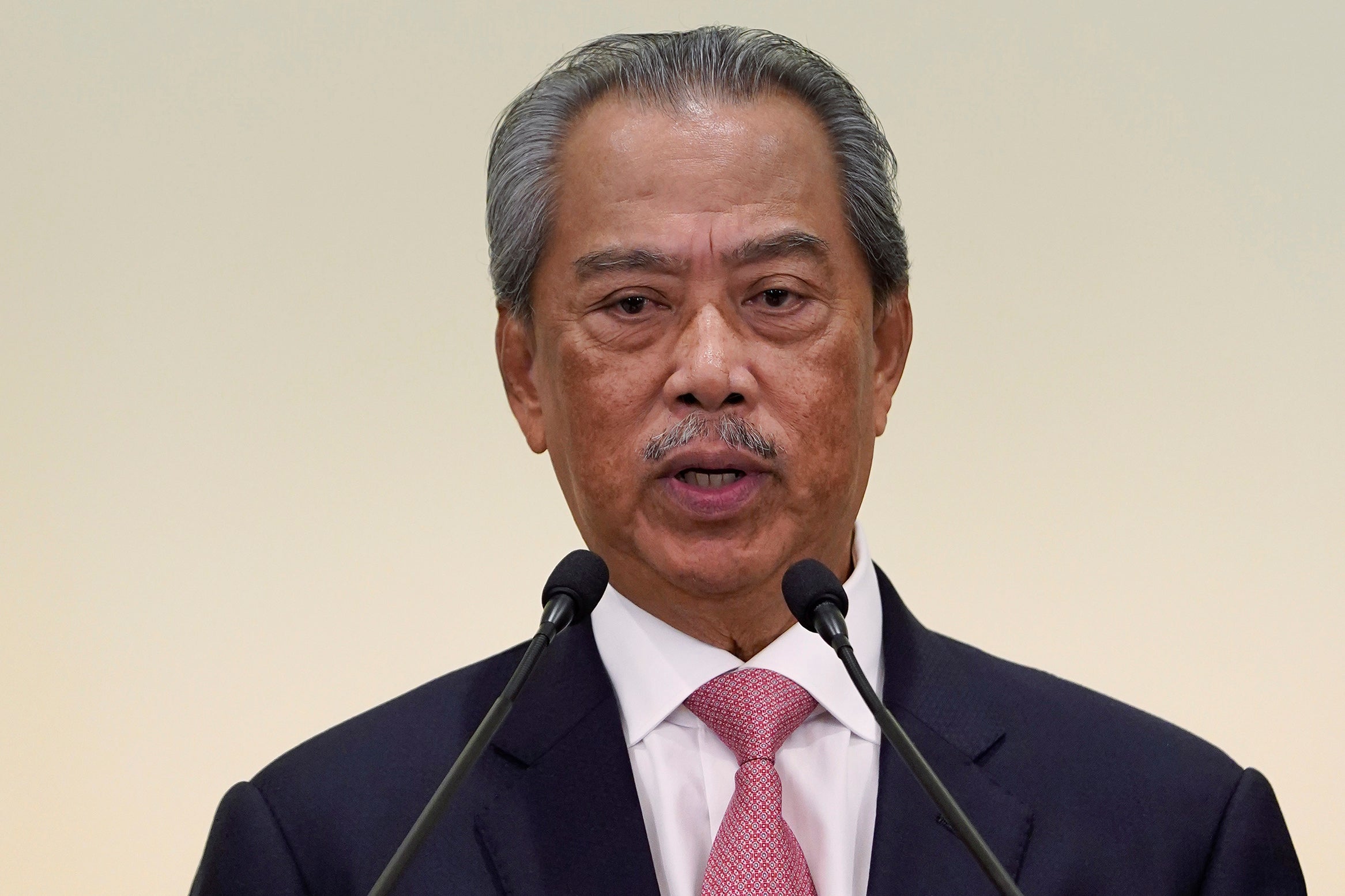 Malaysian Prime Minister Muhyiddin Yassin speaks during a press conference after the first cabinet meeting at the prime minister's office in Putrajaya, Malaysia, March 11, 2020. 