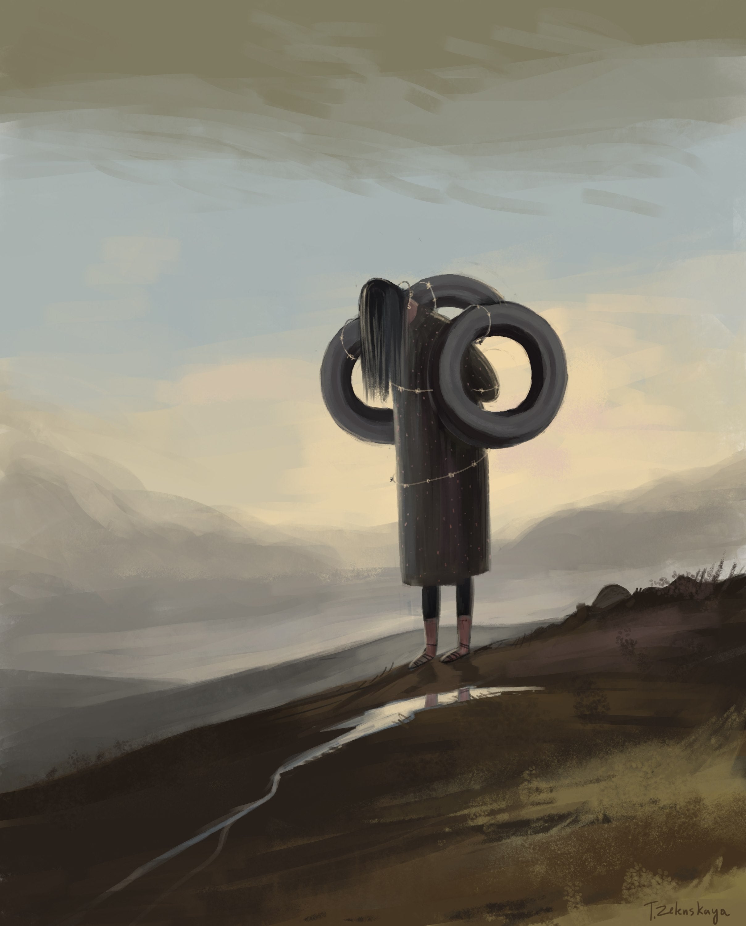 An artistic representation of a domestic violence case in Kyrgyzstan.