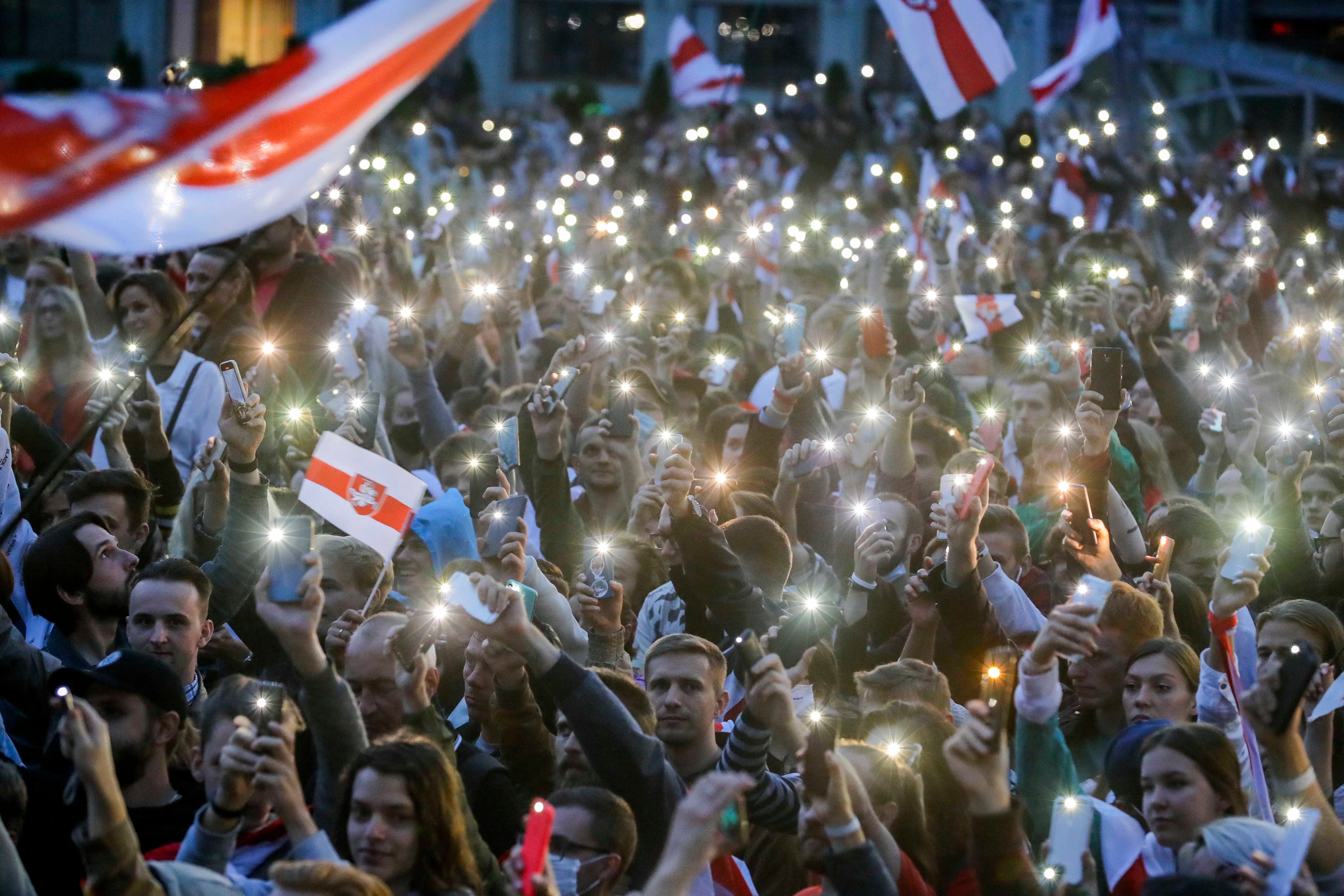 Протестующие в Минске 25 августа 2020 г. 