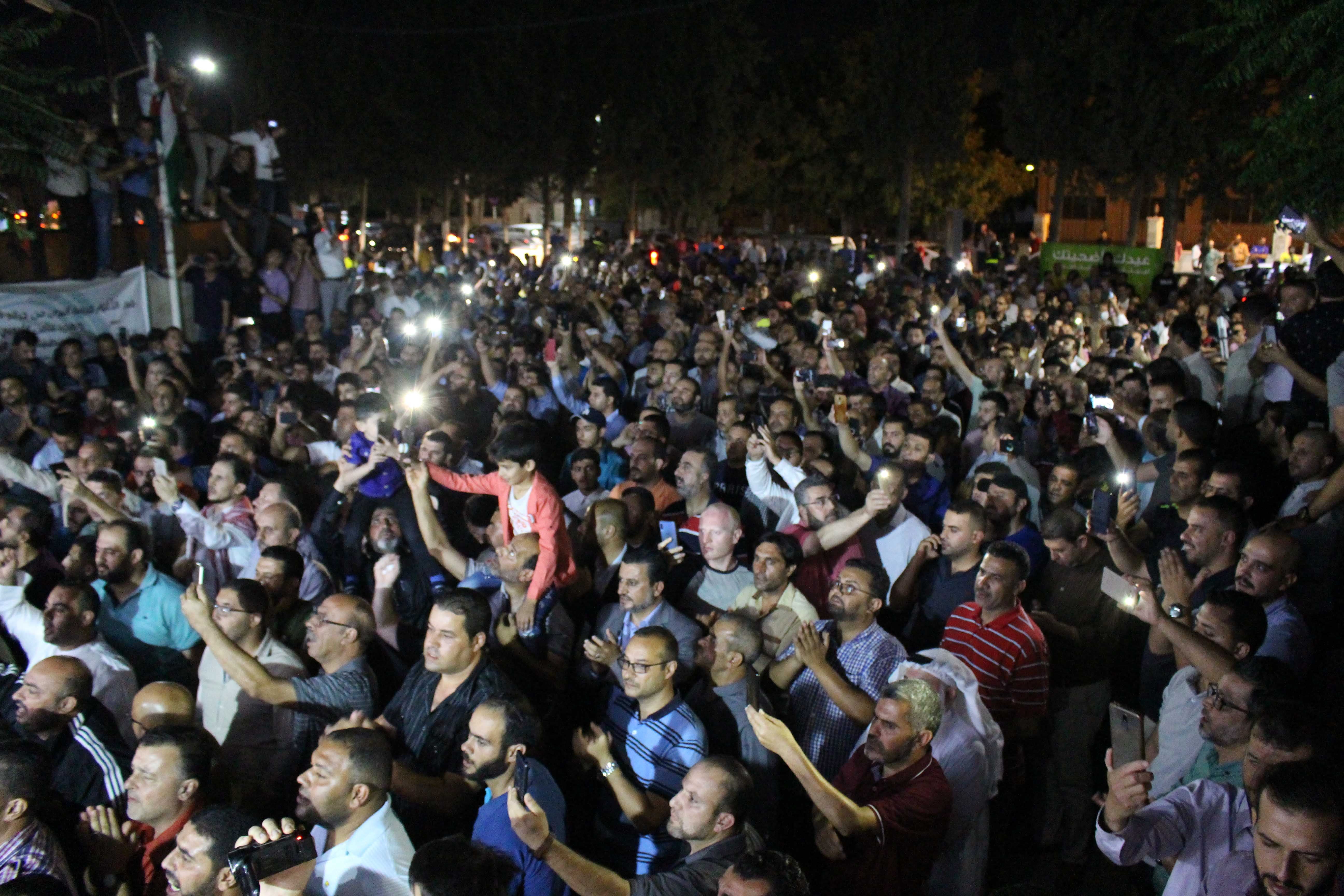Thousands of Jordanian teachers march from the governorship building to the Professional Unions Complex to demand a reversal of the decision to close the Teachers Union, in Irbid, Jordan on August 01, 2020.