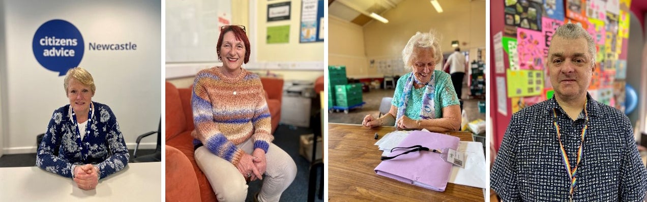 A collage of 4 portraits - 3 women and 1 man