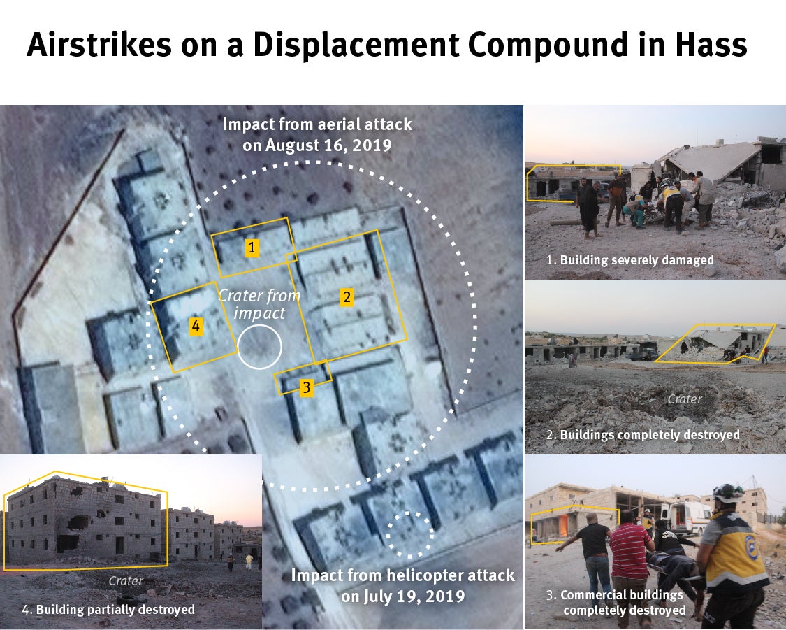 Satellite imagery showing attacks on July 19, 2019 and August 16, 2019
