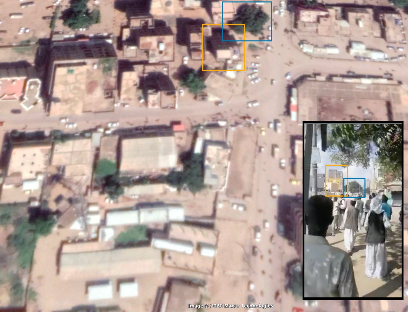 The location where the RSF opened fire on protesters outside the hospital.