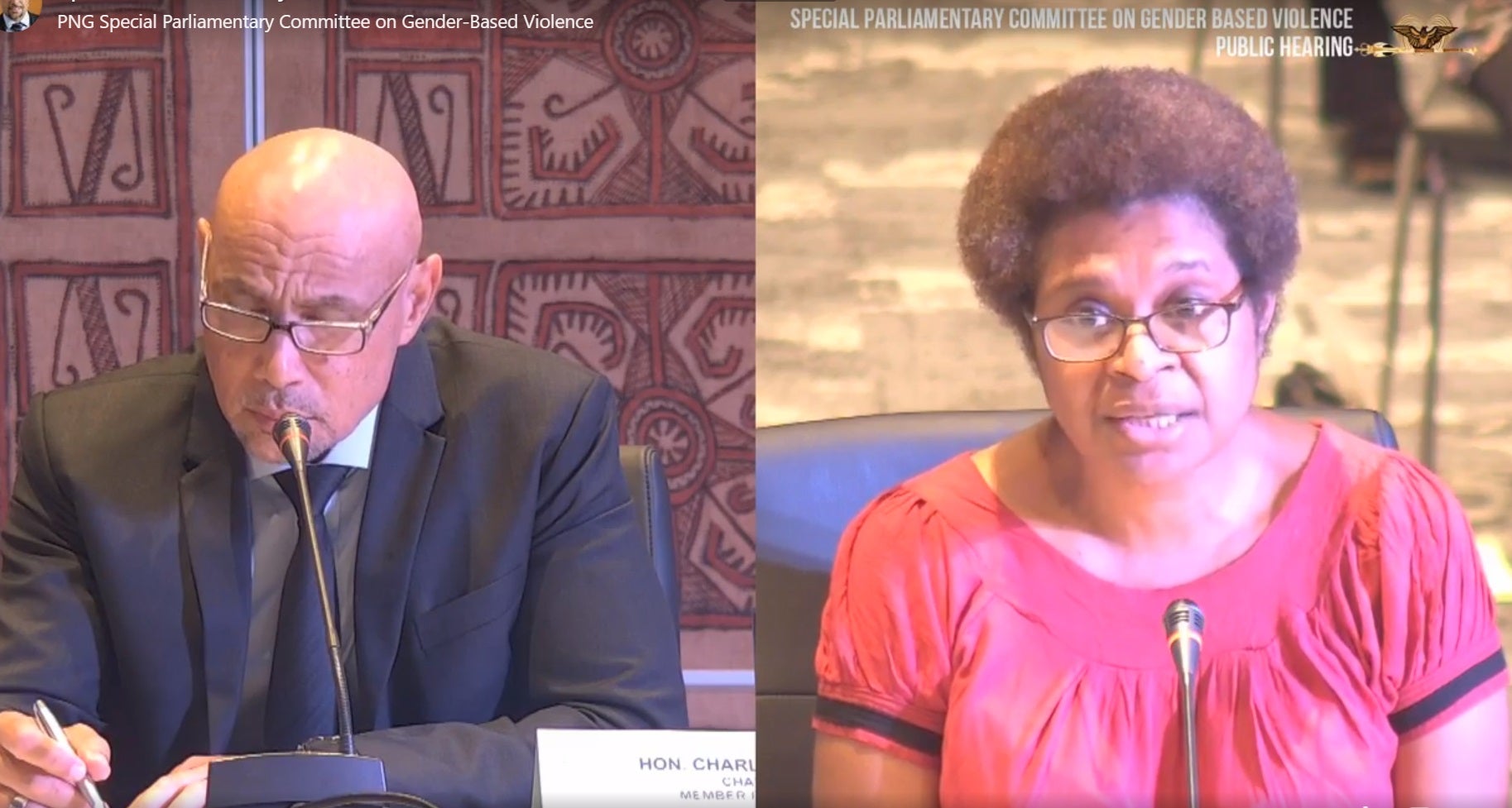Screenshot from the testimony of Dr. Fiona Hukula at the Special Parliamentary Inquiry into Gender-Based Violence in Port Moresby on May 24, 2021.  