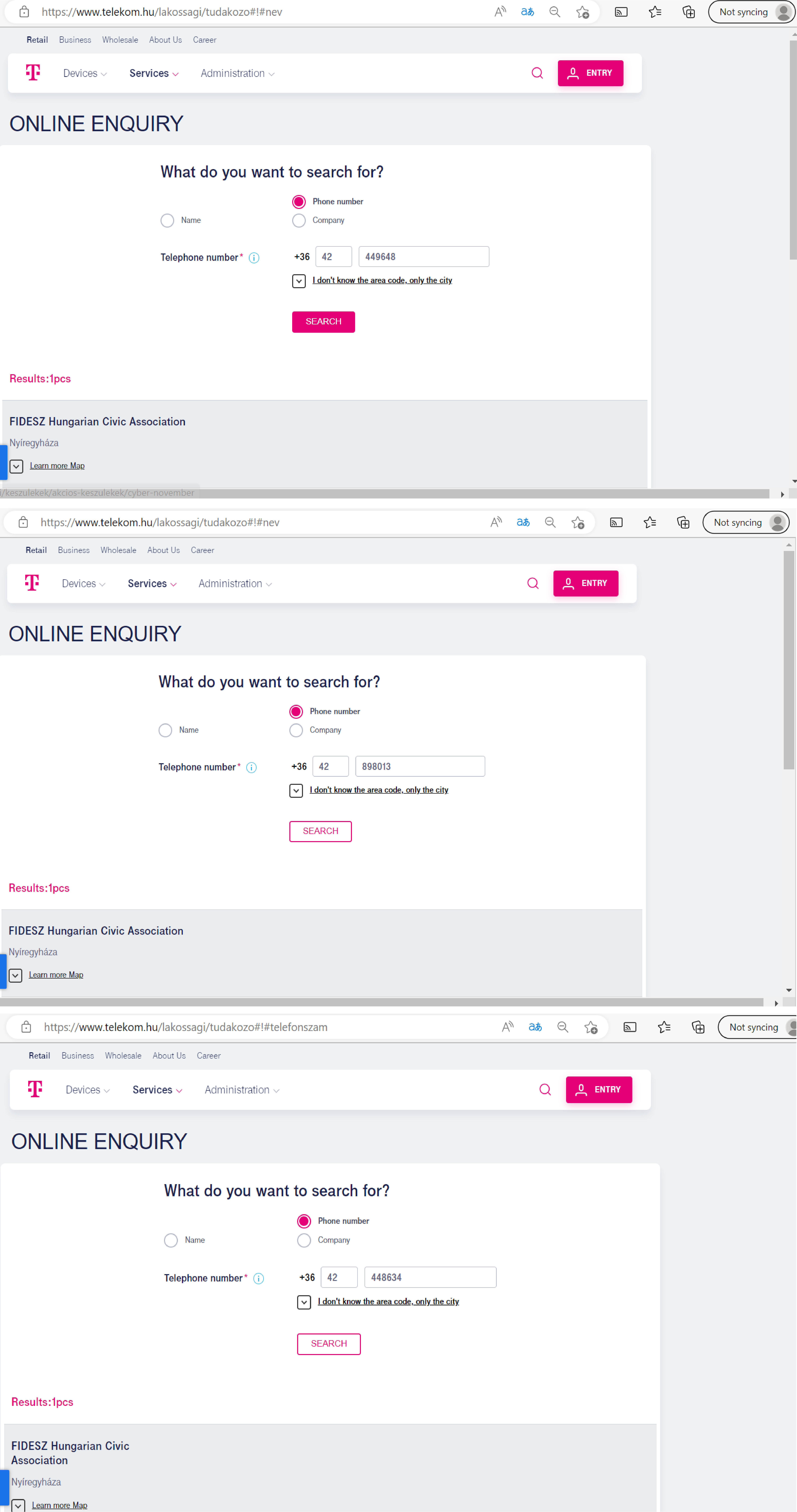 3 telecom screenshots