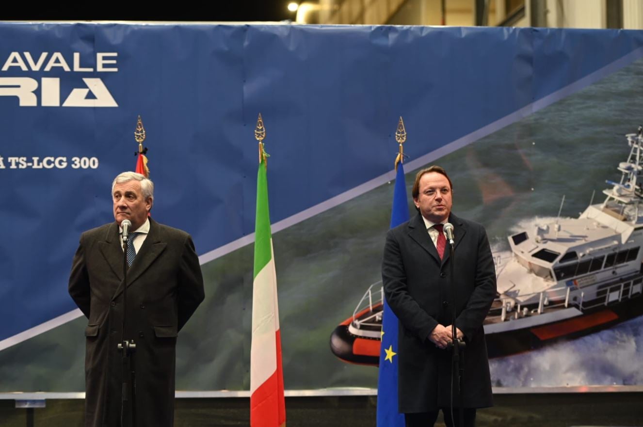 Neighbourhood and Enlargement Commissioner Oliver Várhelyi, and Antonio Tajani, Deputy Prime Minister and Foreign Affairs of Italy talking about five Search and Rescue vessels given to the Libyan Coast Guard. 