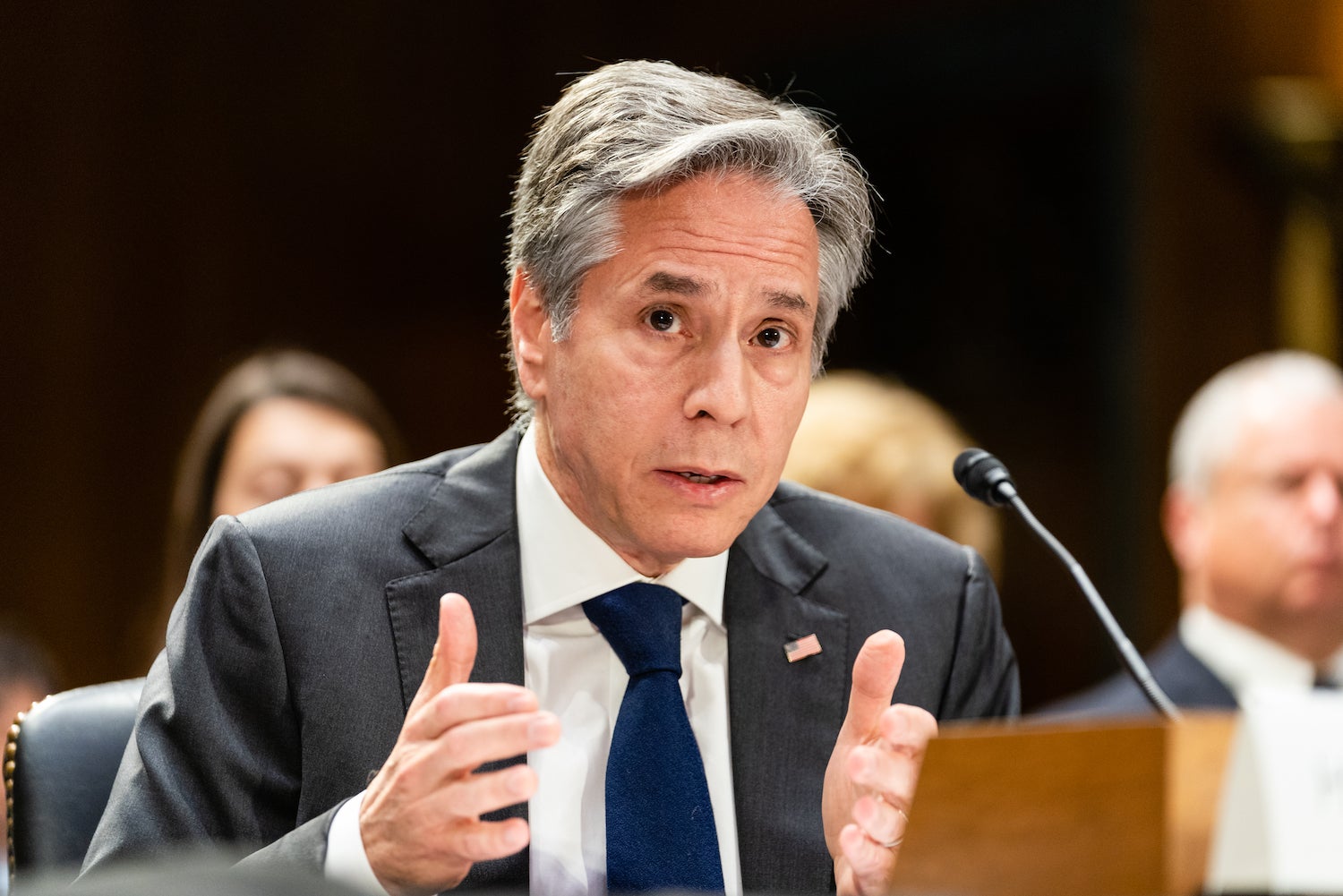 Antony Blinken, Menteri Luar Negeri AS, berbicara dalam sidang Komite Alokasi Senat di Washington, DC, 16 Mei 2023. 