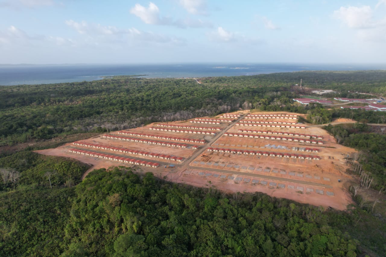 Aerial shot of building site 