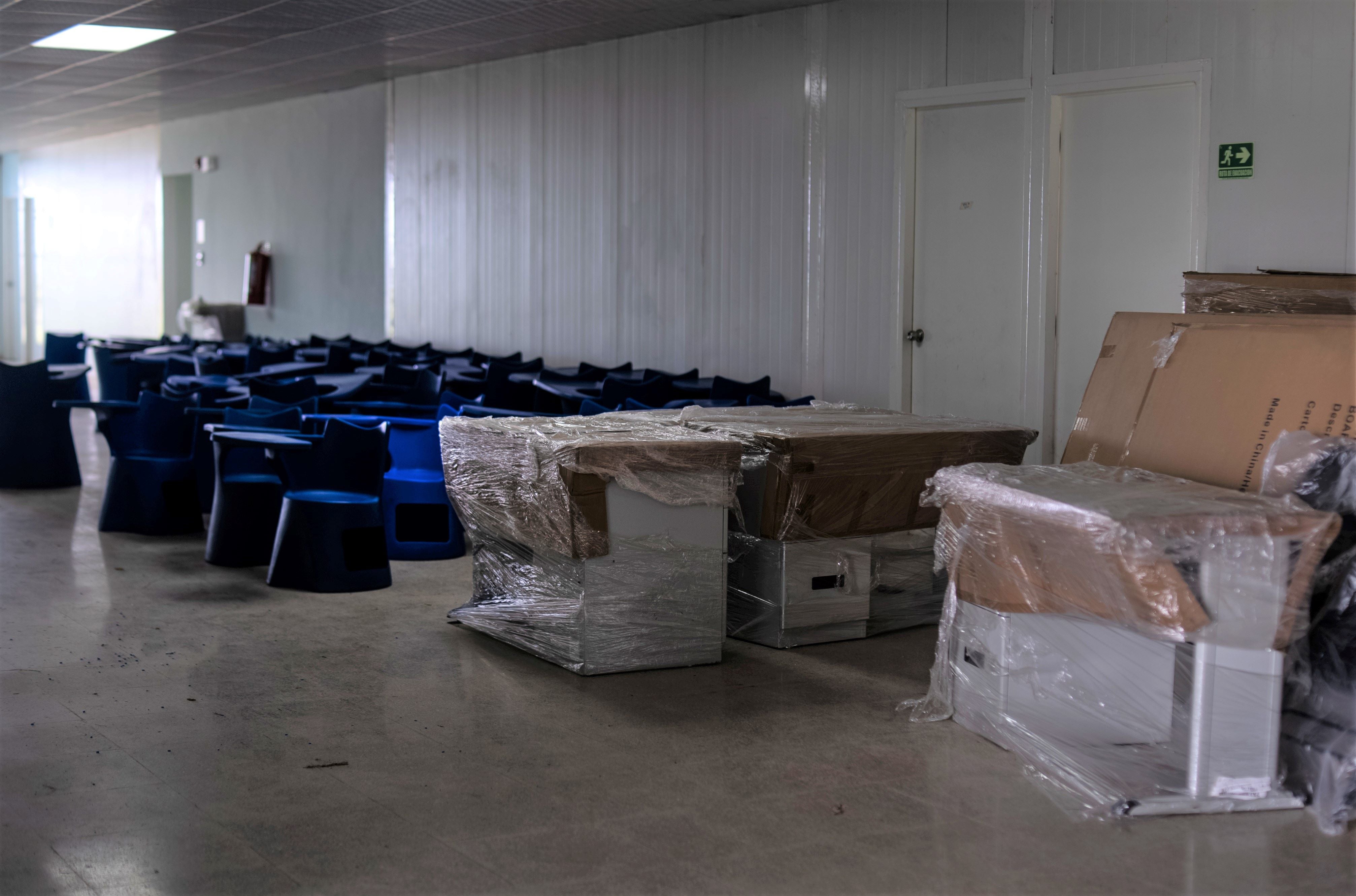 boxes and supplies in storage