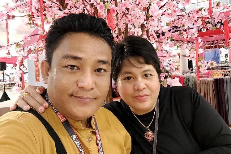 The Myanmar refugee activist Thuzar Maung with her husband, Saw Than Tin Win, who were abducted along with her three children from their home in Kuala Lumpur, Malaysia, on July 4, 2023