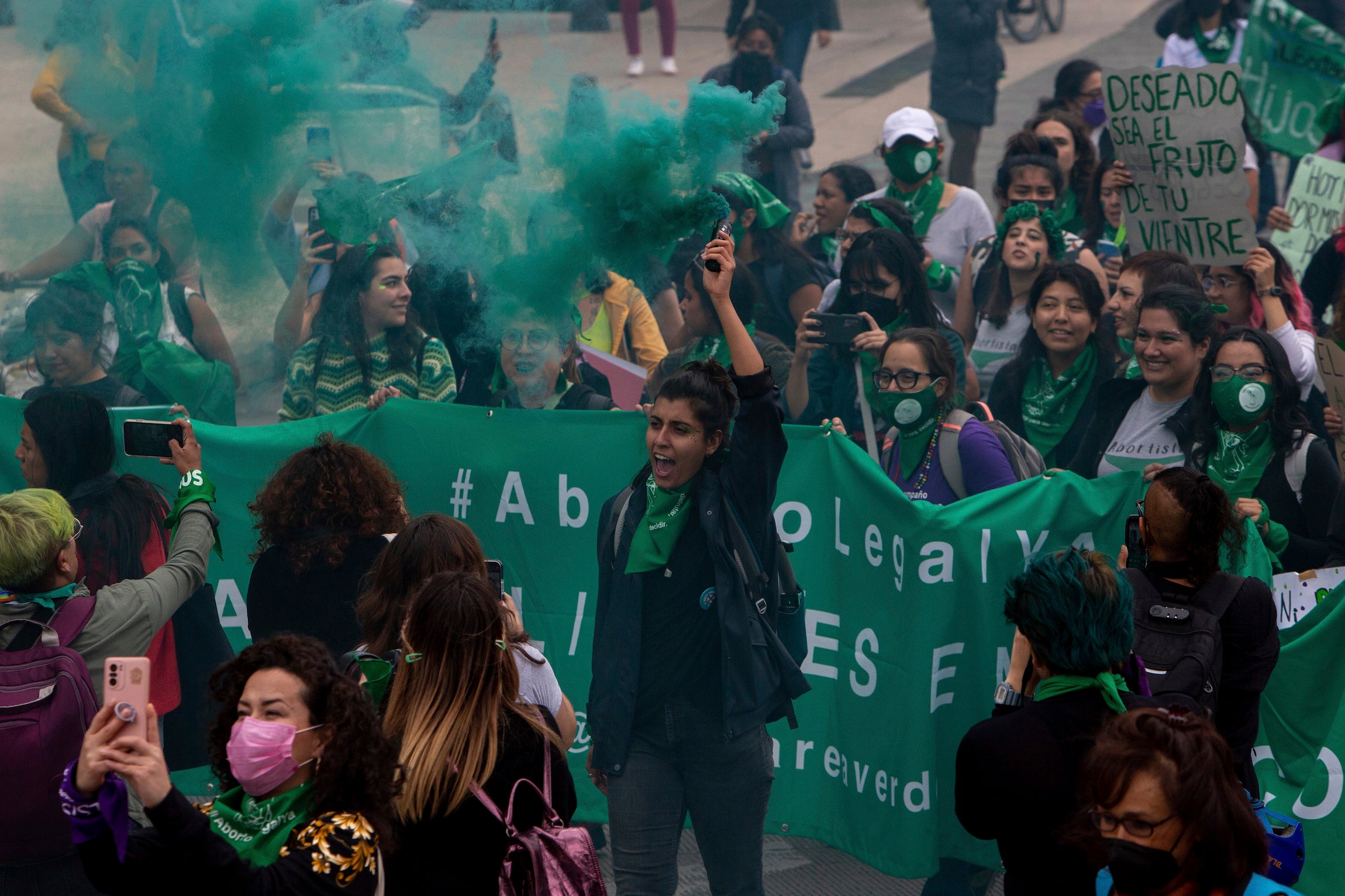 Women from various feminist collectives demonstrate in Mexico City’s Zócalo on the Global Day of Action for Access to Legal, Free, Safe and Free Abortion, September 28, 2022.