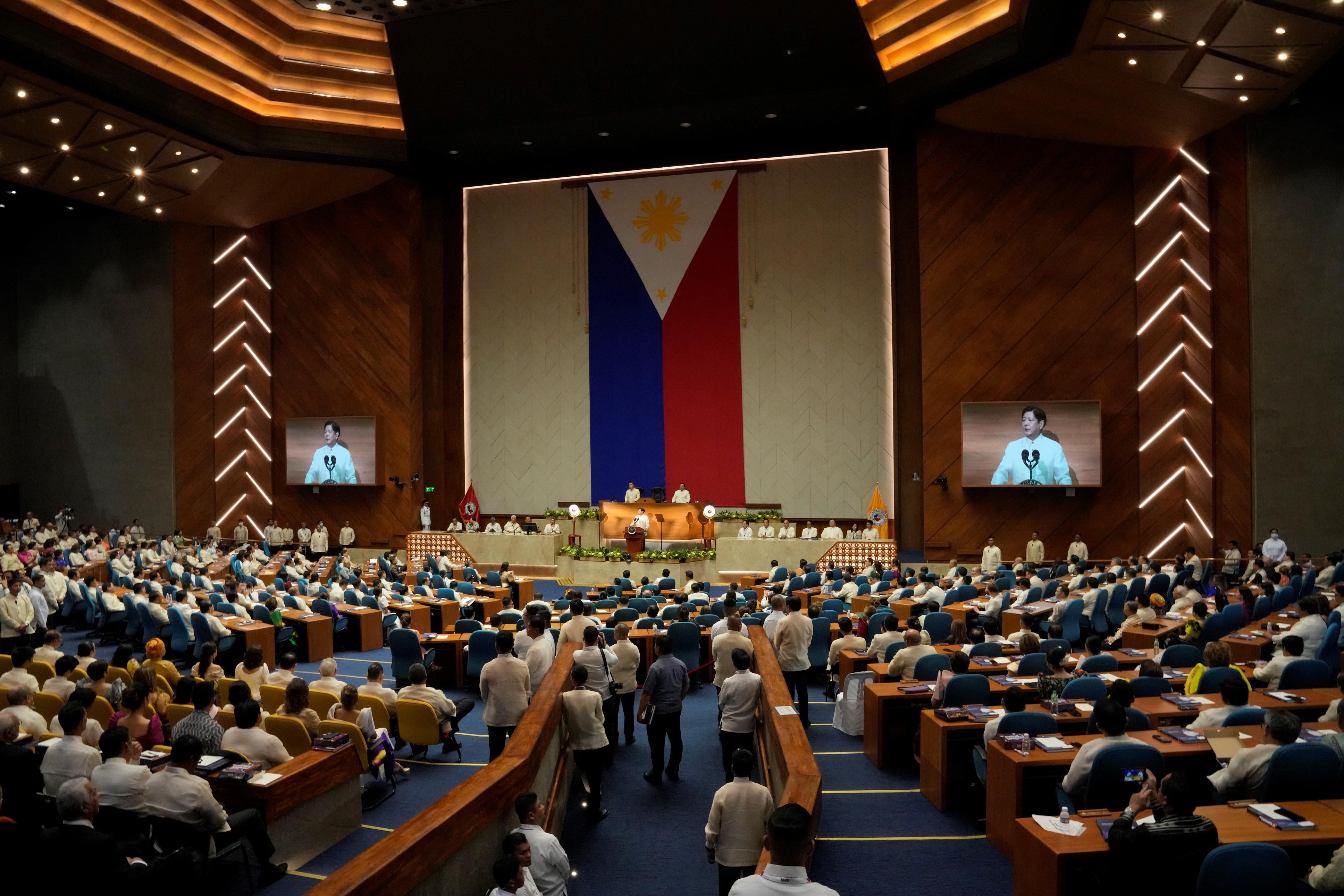 Philippine President Ferdinand Marcos Jr. delivers his second state of the nation address at the House of Representatives in Quezon City, Philippines, July 24, 2023.