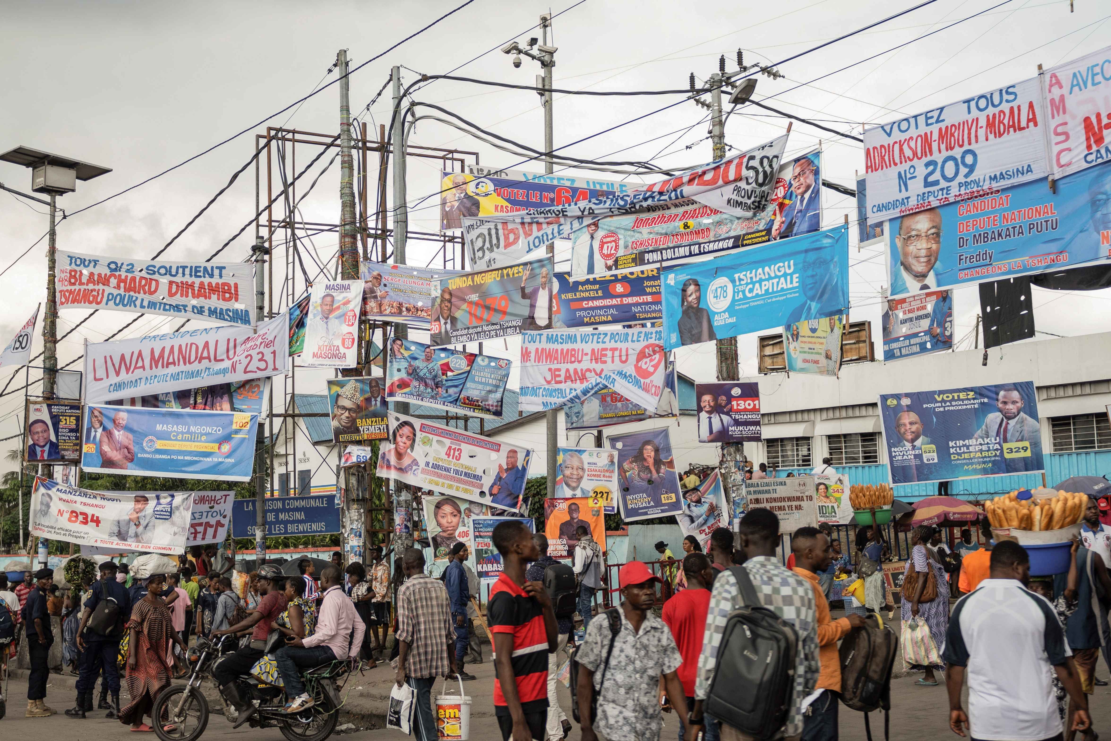 Election banners in Kinshasa, Democratic Republic of Congo, December 9, 2023.
