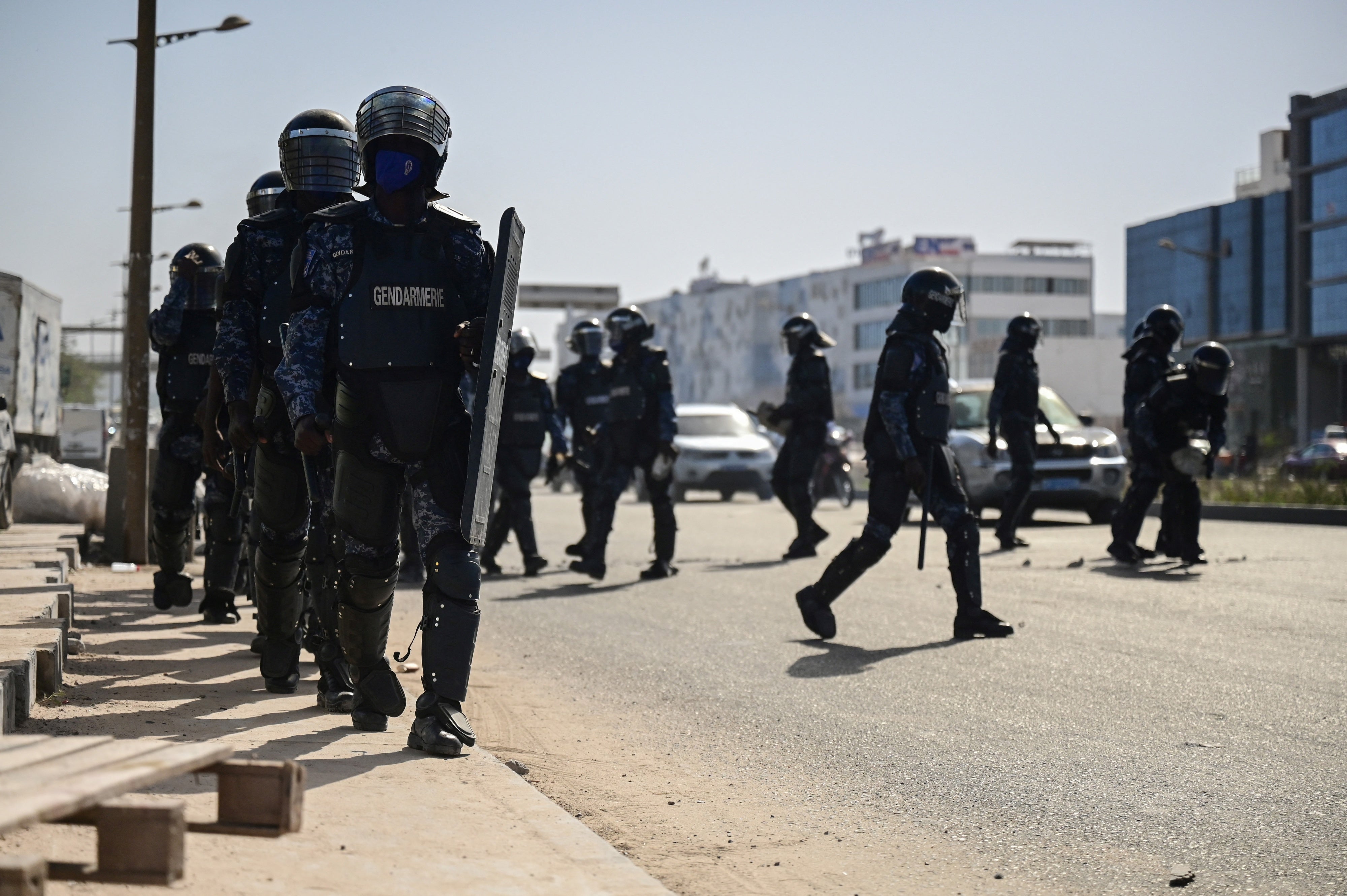 Gendarmes clash with Senegalese demonstrators during a protest against the postponement of the February 25th presidential election, in Dakar, Senegal, February 4, 2024.