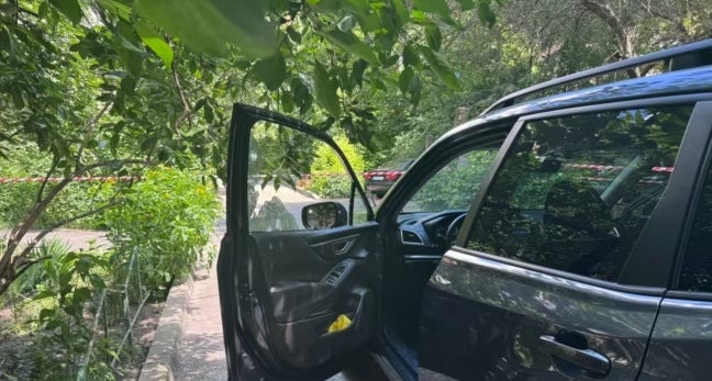 The scene of the shooting of Aidos Sadykov in Kiev, Ukraine, June 18, 2024.