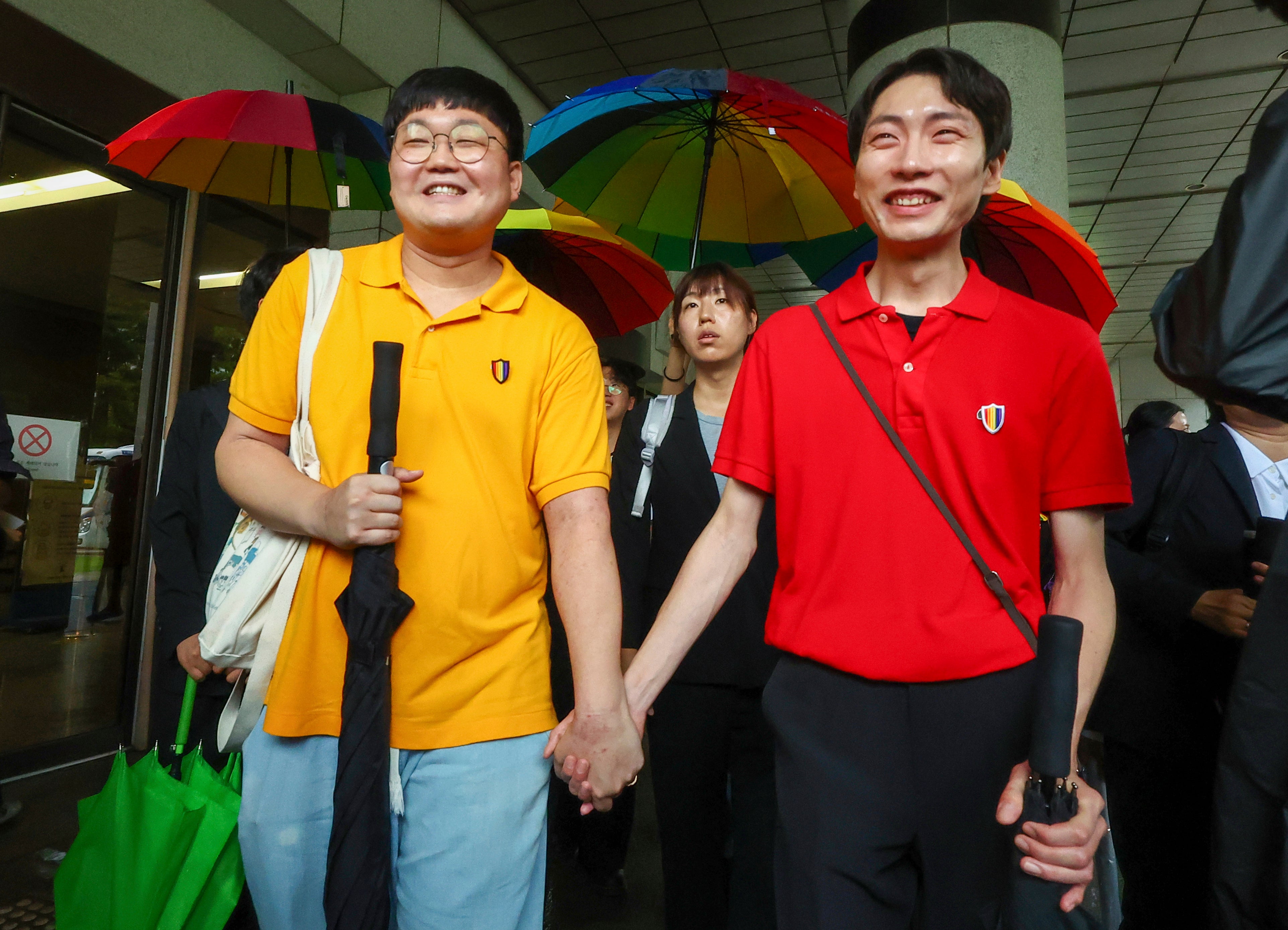So Seong-wook, left, and Kim Yong Min leave the Supreme Court building in Seoul, South Korea, July 18, 2024.