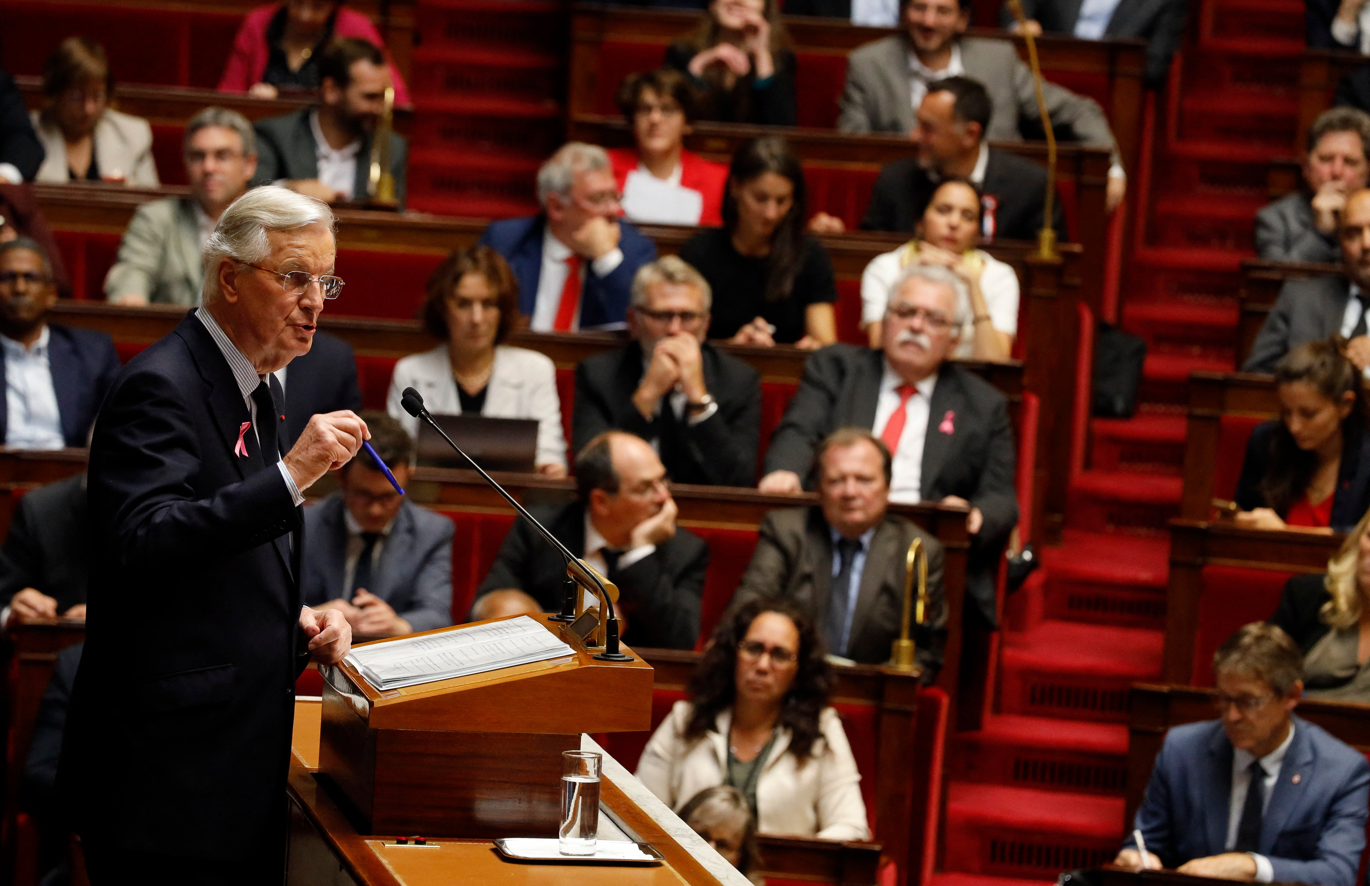 French Prime Minister Michel Barnier delivers his general policy statement to the French National Assembly in Paris, France on October 1, 2024. 