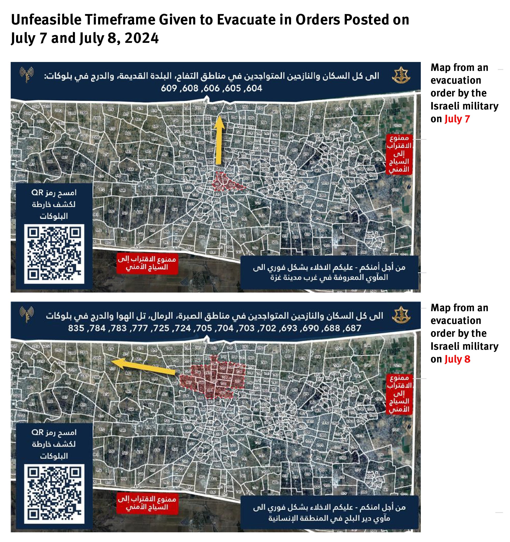 Screenshot of two evacuation orders shared on X/Twitter