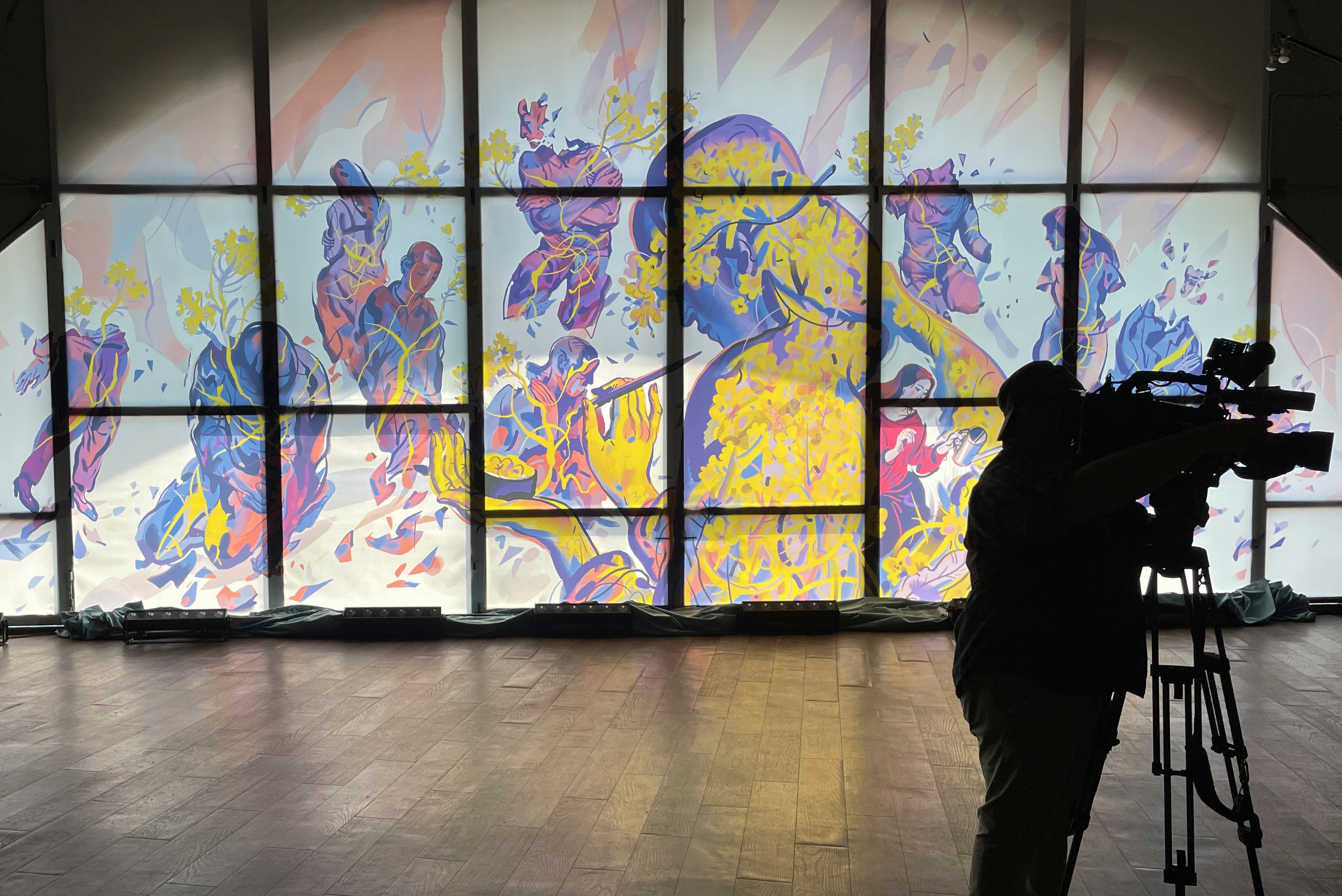 Artwork by the Ukrainian artist Julia Tveritina to raise awareness for the victims of sexual violence, at an art center in Kyiv, Ukraine, June 19, 2024. 