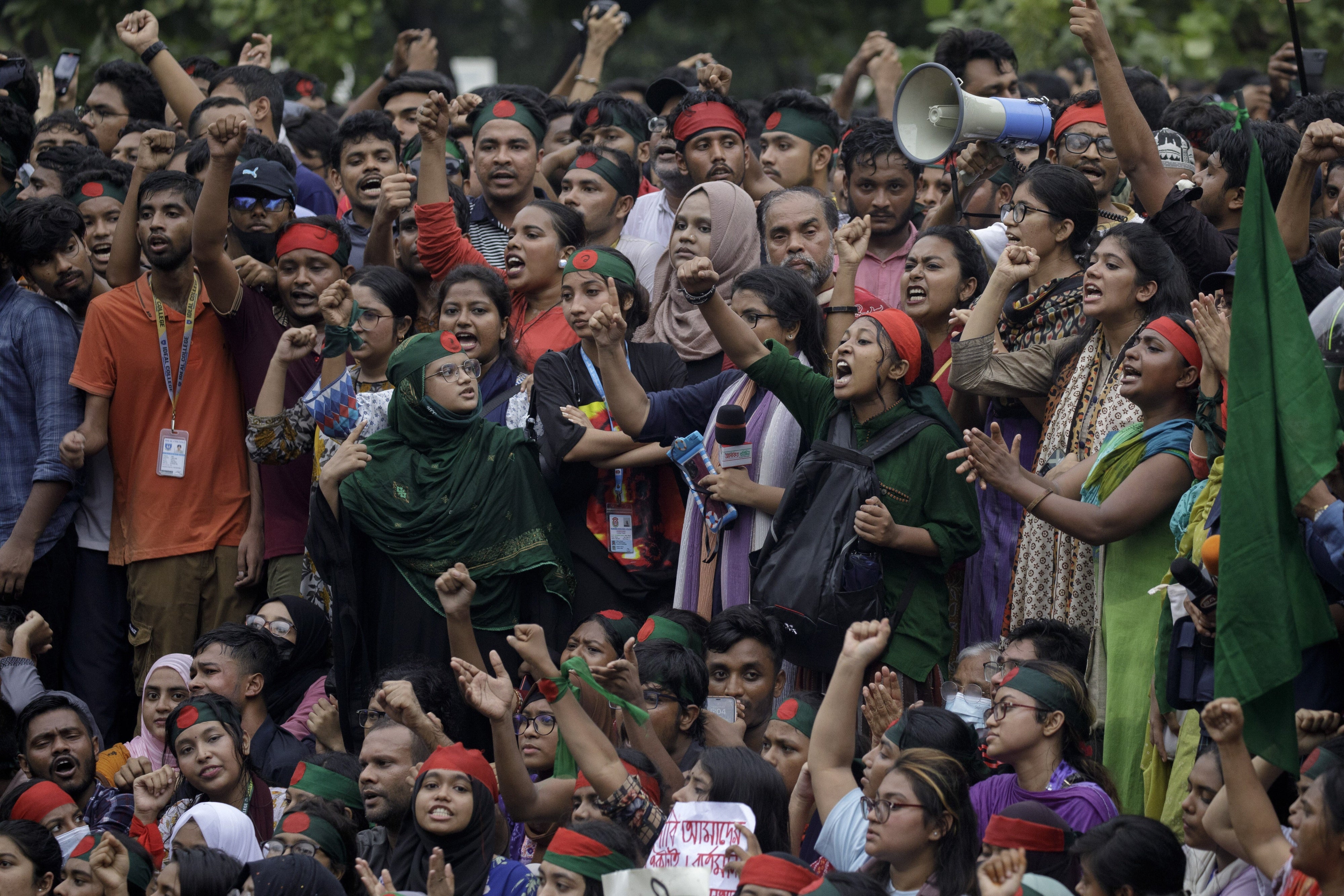 Students protest in Bangladesh.