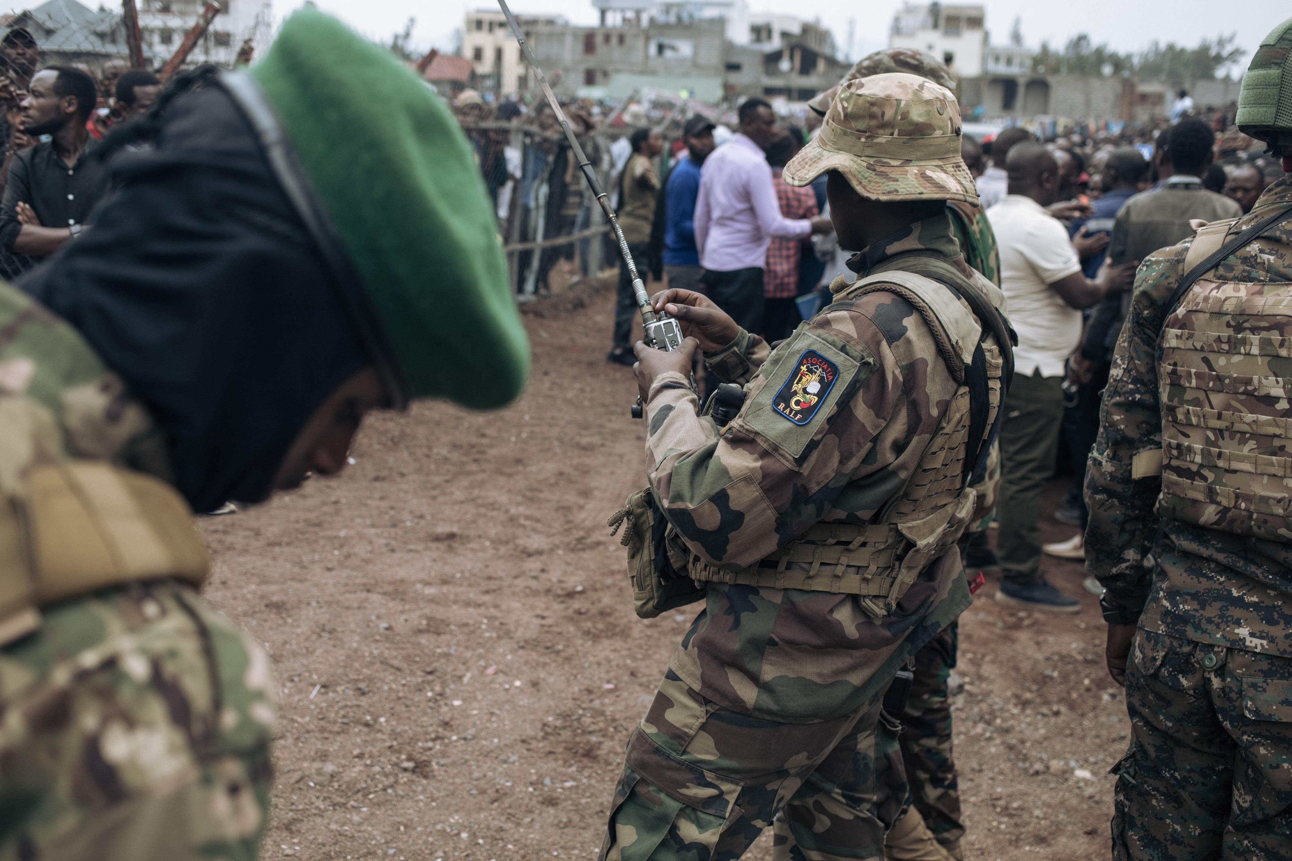 Des combattants du M23 au Stade de l'Unité à Goma, en République démocratique du Congo, le 6 février 2025.