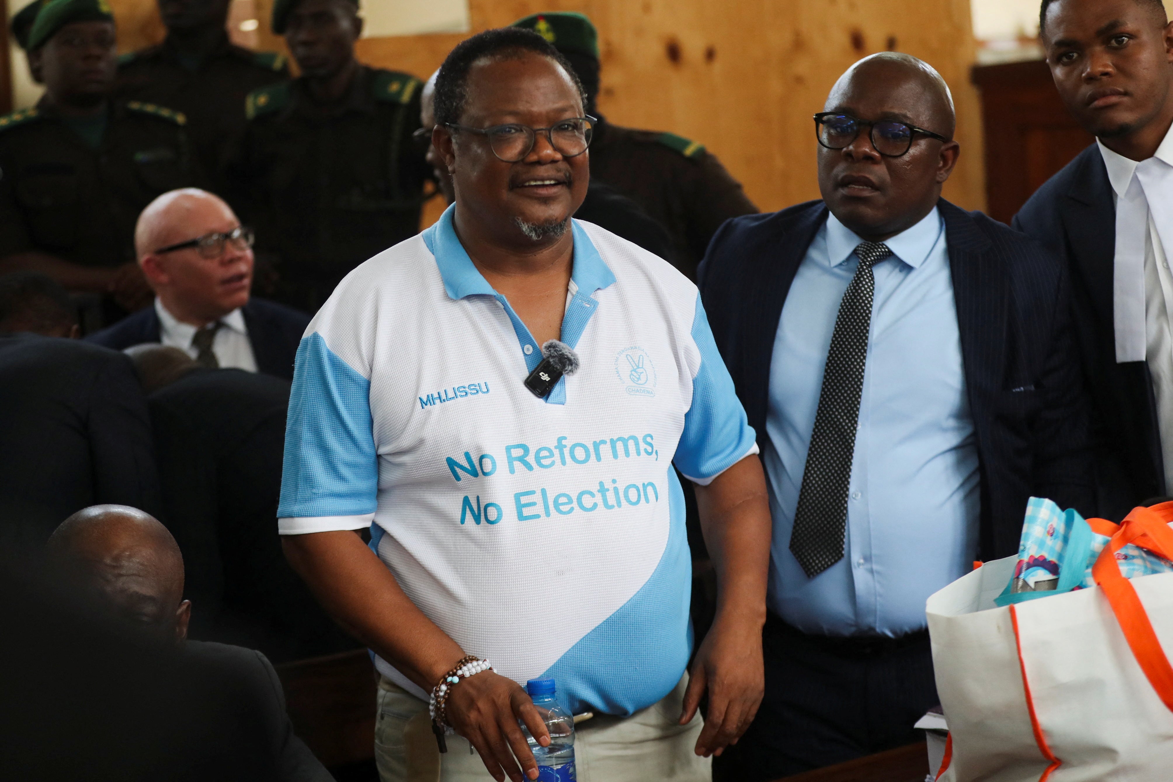 Tanzanian opposition leader Tundu Lissu, a former Chadema party presidential candidate, at the magistrate court in Dar es Salaam, Tanzania, June 16, 2025. (