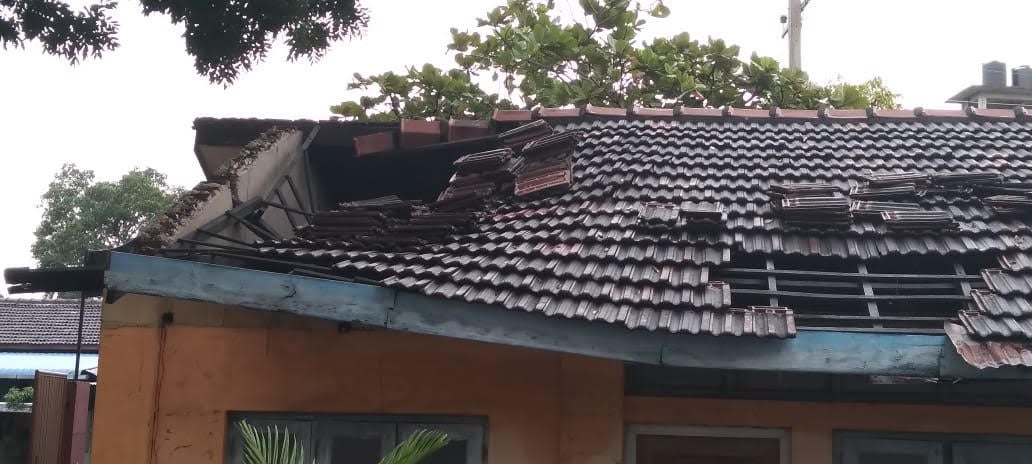 A damaged school roof