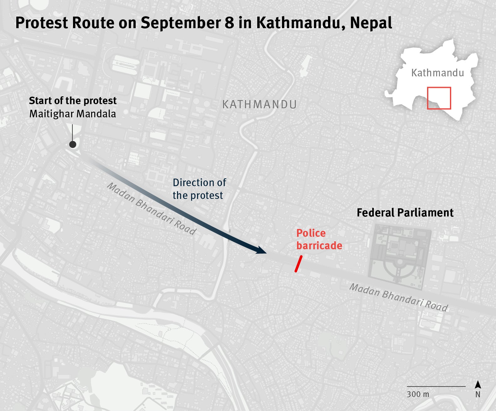 Map depicting the protest route on September 8.