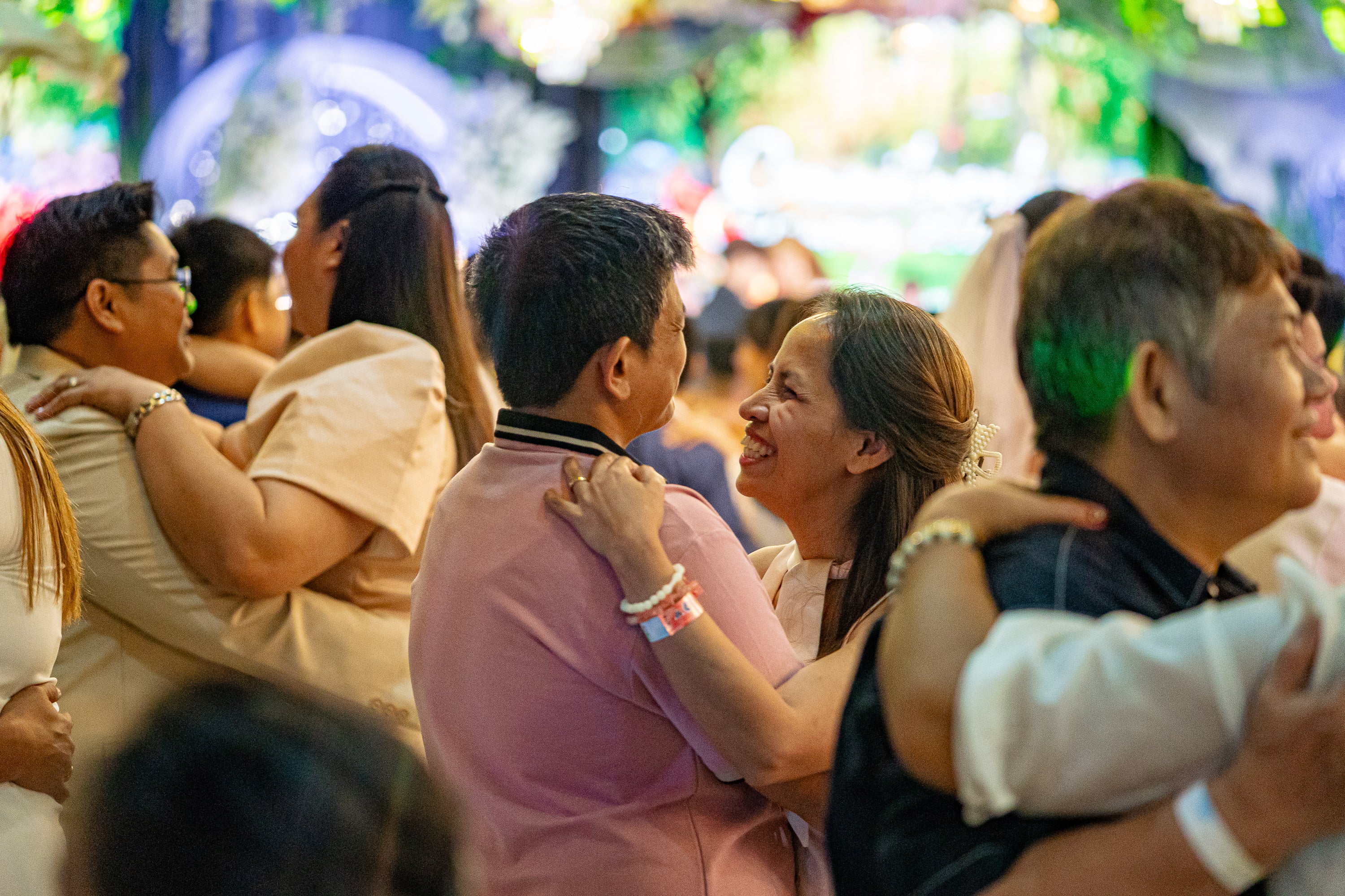 Same-sex couples share a slow dance after exchanging vows at a commitment ceremony in Quezon City, Philippines, on February 14, 2026. 