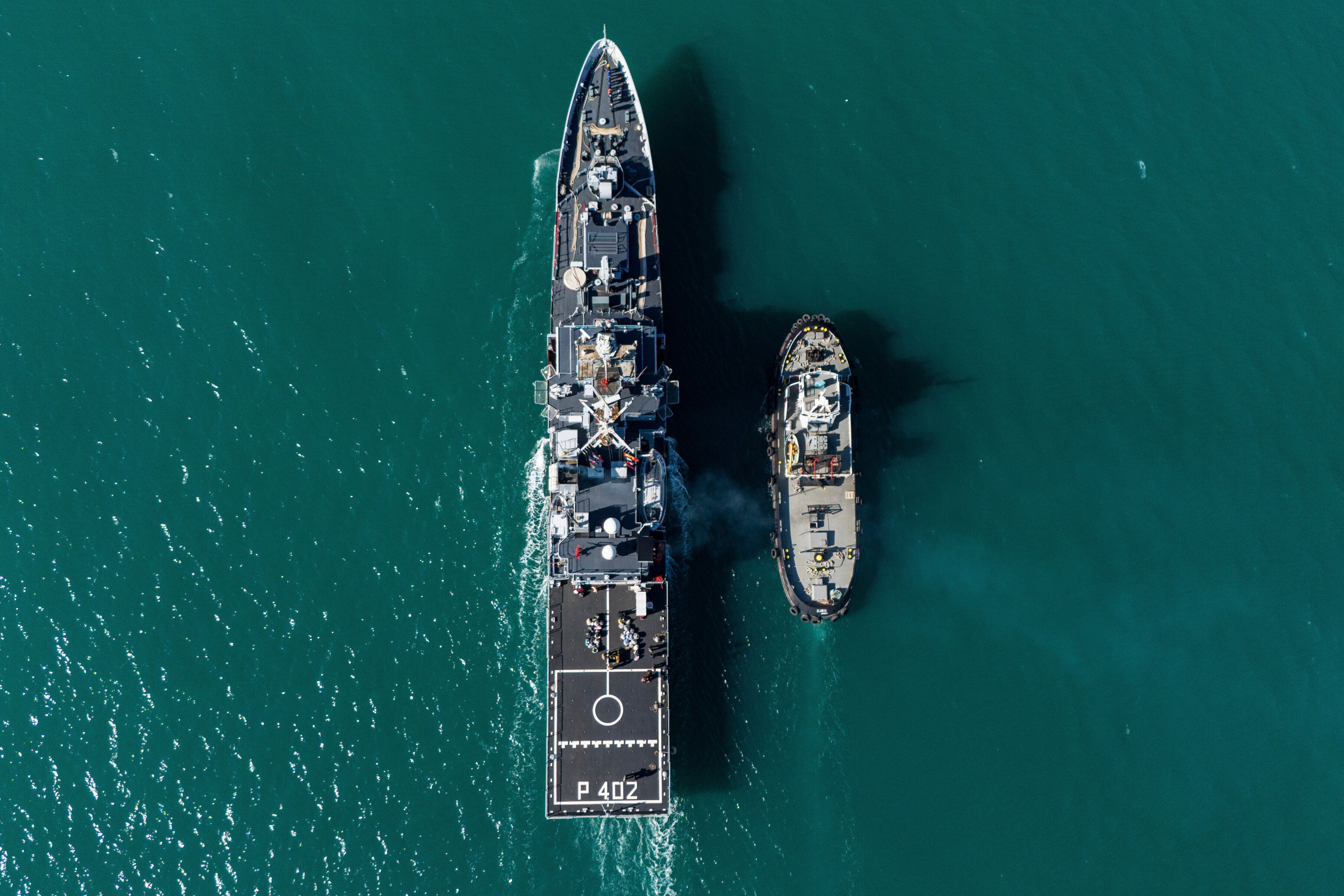 The Italian Navy ship Libra in the Adriatic Sea off the coast of Albania, April 11, 2025. 