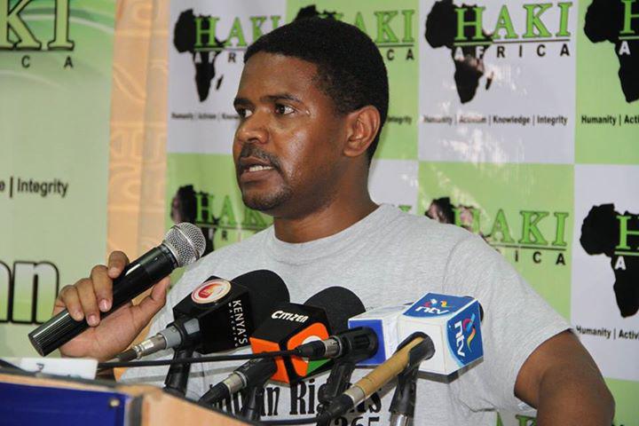 Hussein Khalid, director of Haki Africa, being interviewed on International Human Rights Day, December 10, 2014.