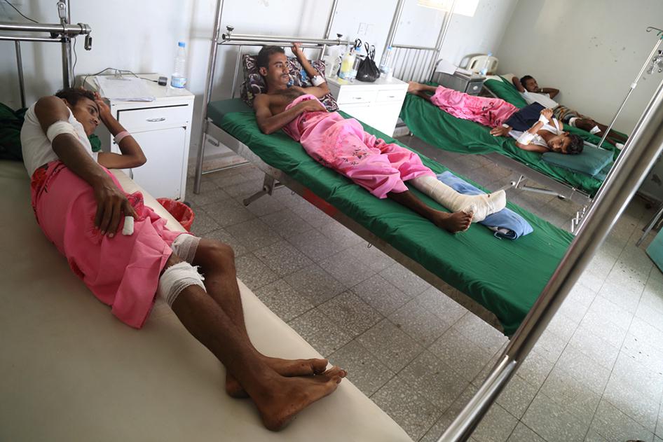 Four members of the Hayash family who were injured in a cluster munition attack on al-Qufl village in mid-July. 