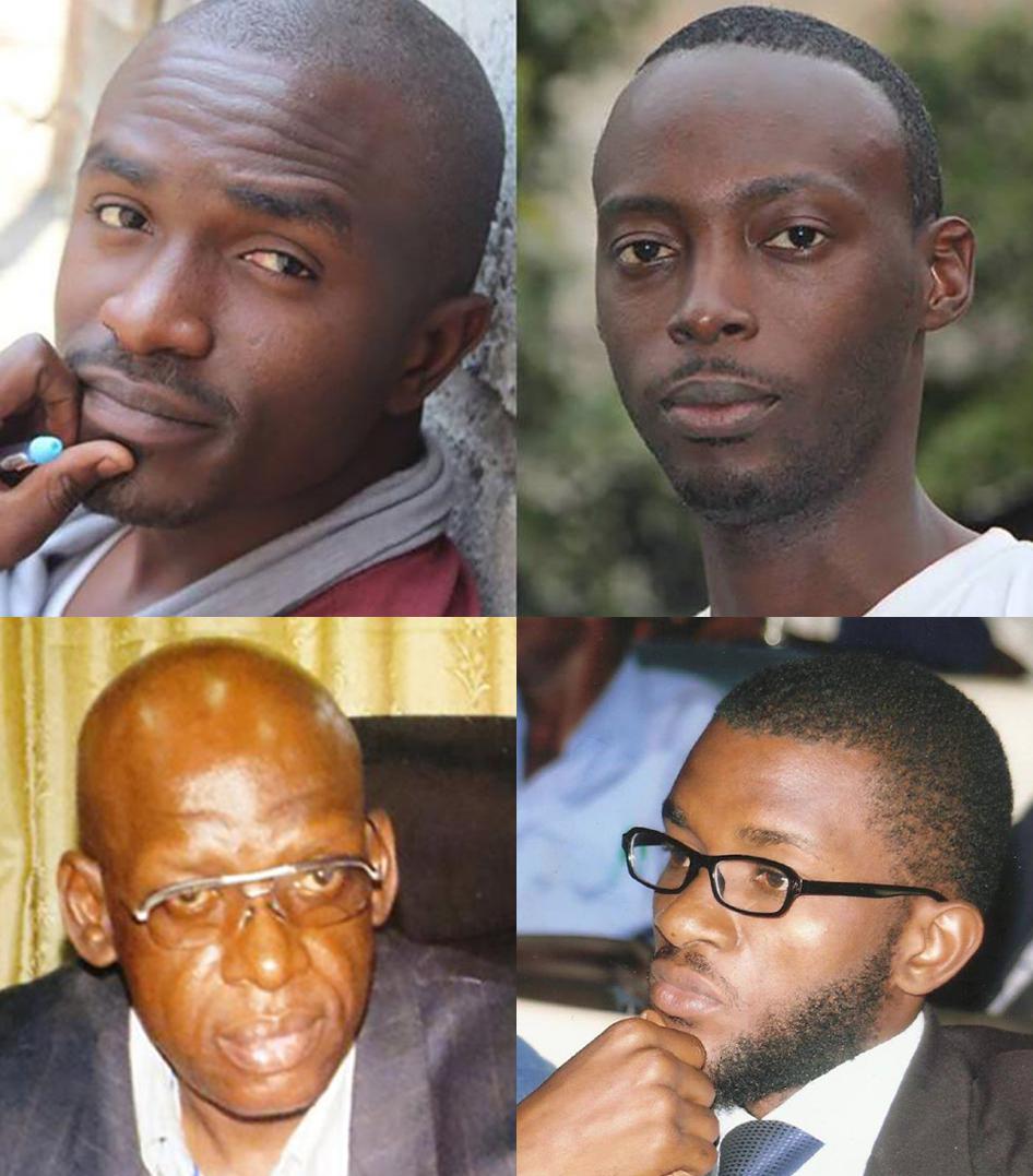 Composite photo showing, clockwise from upper left, activists Fred Bauma, Yves Makwambala, Jean-Marie Kalonji, and Christopher Ngoyi.