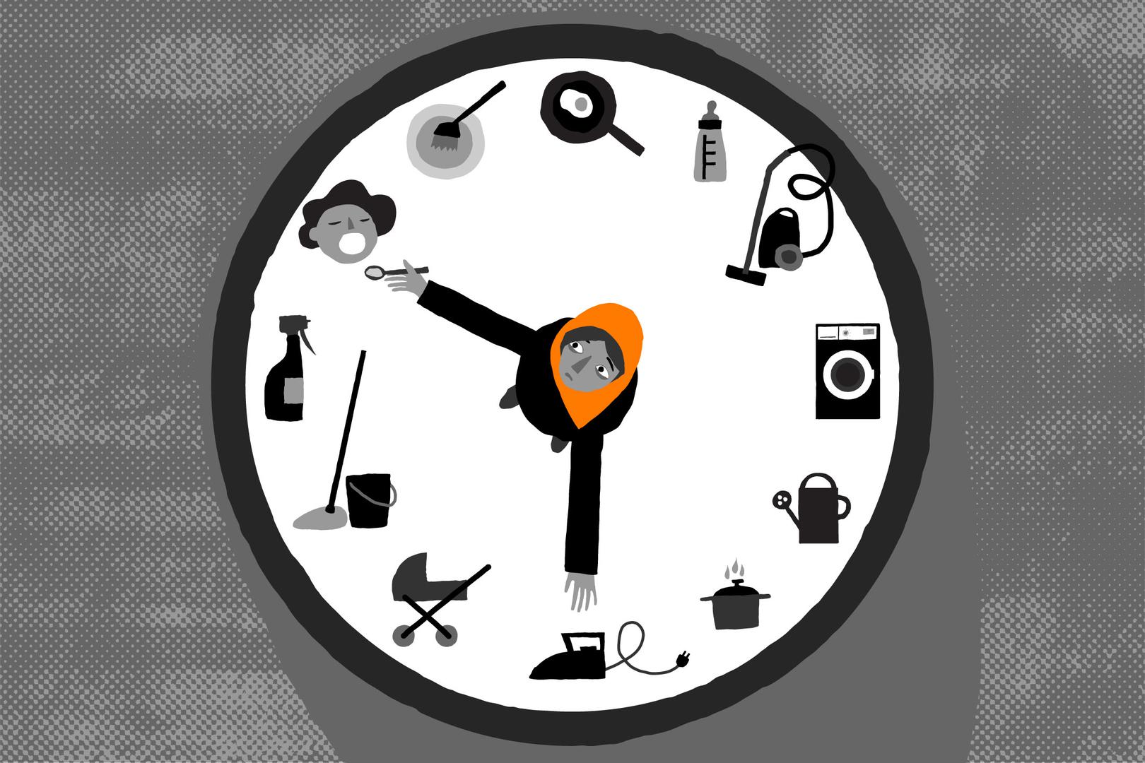  رسم يمثل عاملة منزلية تتعرض للاستغلال في عمان. 