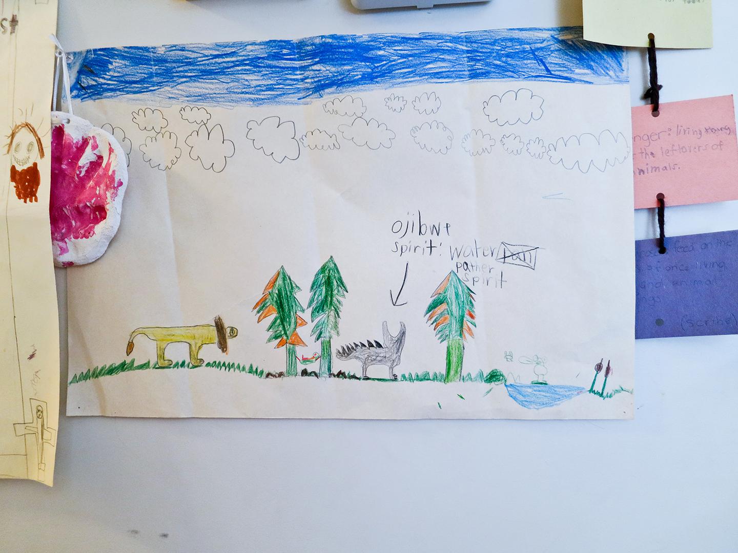 A drawing by the grandson of Chief Dean Sayers, Batchewana First Nation, highlighting the importance of Mishibijiw.