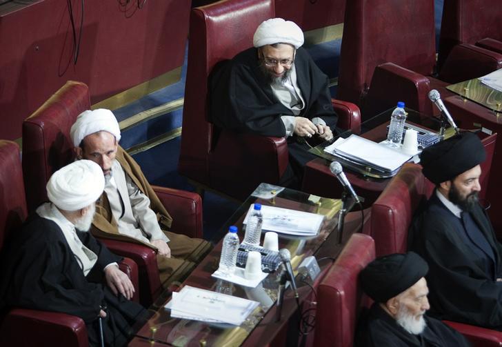 Judiciary Chief Ayatollah Sadeq Larijani attends Iran's Assembly of Experts' biannual meeting in Tehran, Iran on March 6, 2012. The Assembly of Experts for Leadership is an elected body of clerics responsible for choosing the Supreme Leader, a lifetime ap