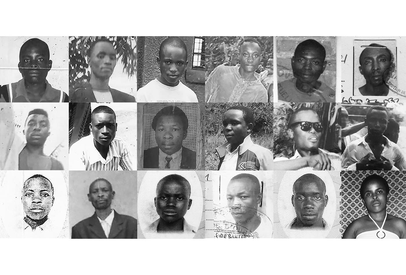 Cover showing faces of people who have been executed in Rwanda for petty crimes. 