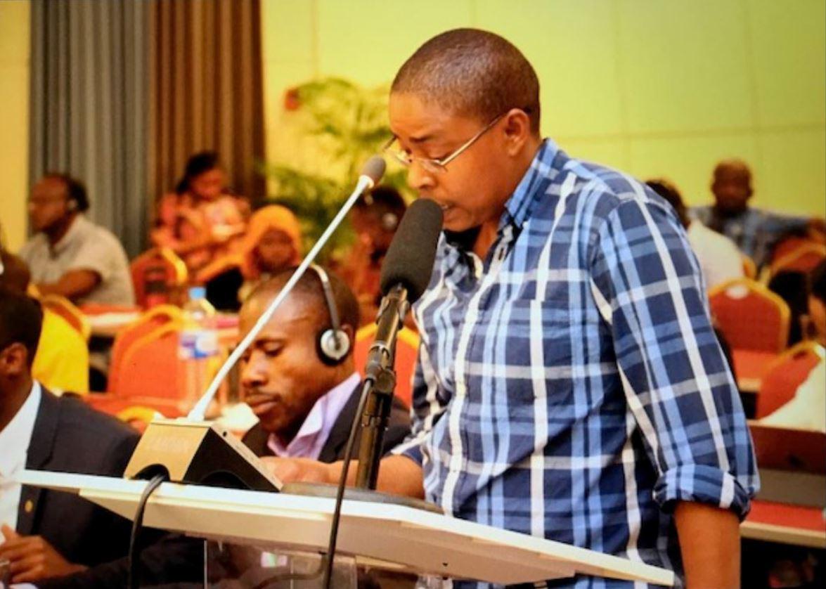 Wendy Isaack, researcher at Human Rights Watch, delivers a statement at the African Commission on Human and Peoples’ Rights, in Banjul, Gambia, November 6, 2017.
