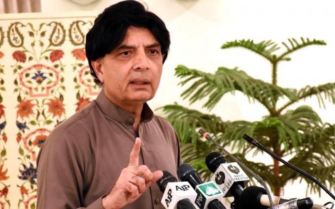 Pakistan's Minister of the Interior, Chaudhary Nisar Ali Khan, gestures at a press conference in Islamabad in 2014. 