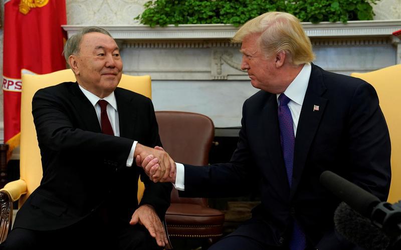 U.S. President Donald Trump meets with Kazakhstan President Nursultan Nazarbayev at the White House in Washington, U.S., January 16, 2018.