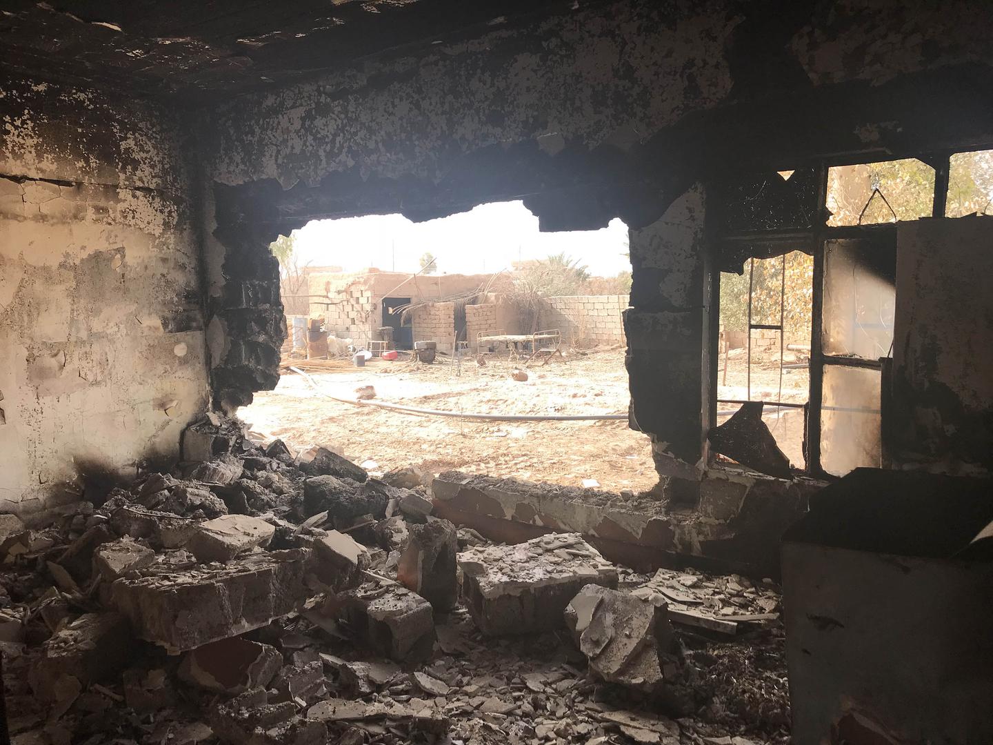 Ruinas de la sede de las fuerzas PMF de los Jamiles, destruida el 9 de enero.