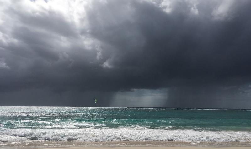 A storm comes ashore in the Eastern Caribbean