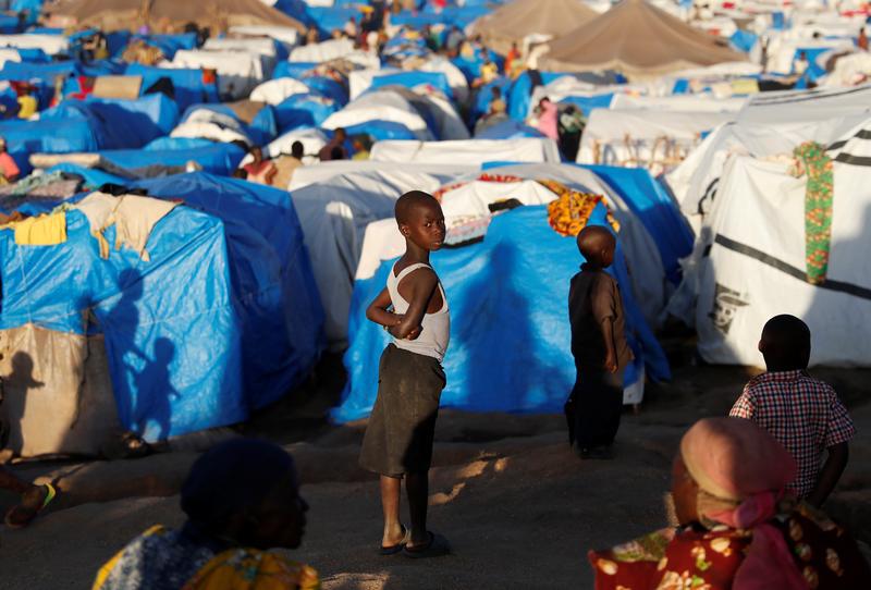 A girl stands in an Internally Displaced Camp in Bunia, Ituri province, eastern Democratic Republic of Congo, April 9, 2018. 