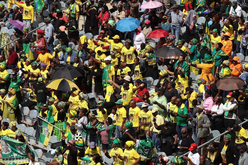 Mourners attend a memorial service for Winnie Madikizela-Mandela at Orlando Stadium in Johannesburg's Soweto township, South Africa April 11, 2018.