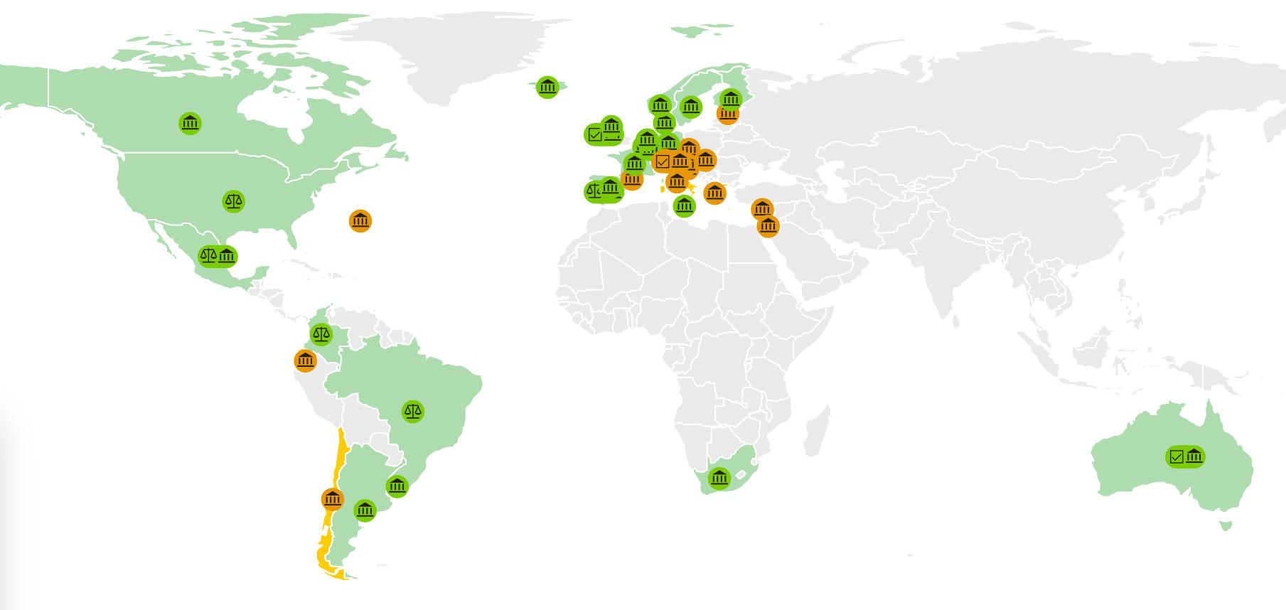 Map shows marriage equality, civil unions and registered partnership worldwide
