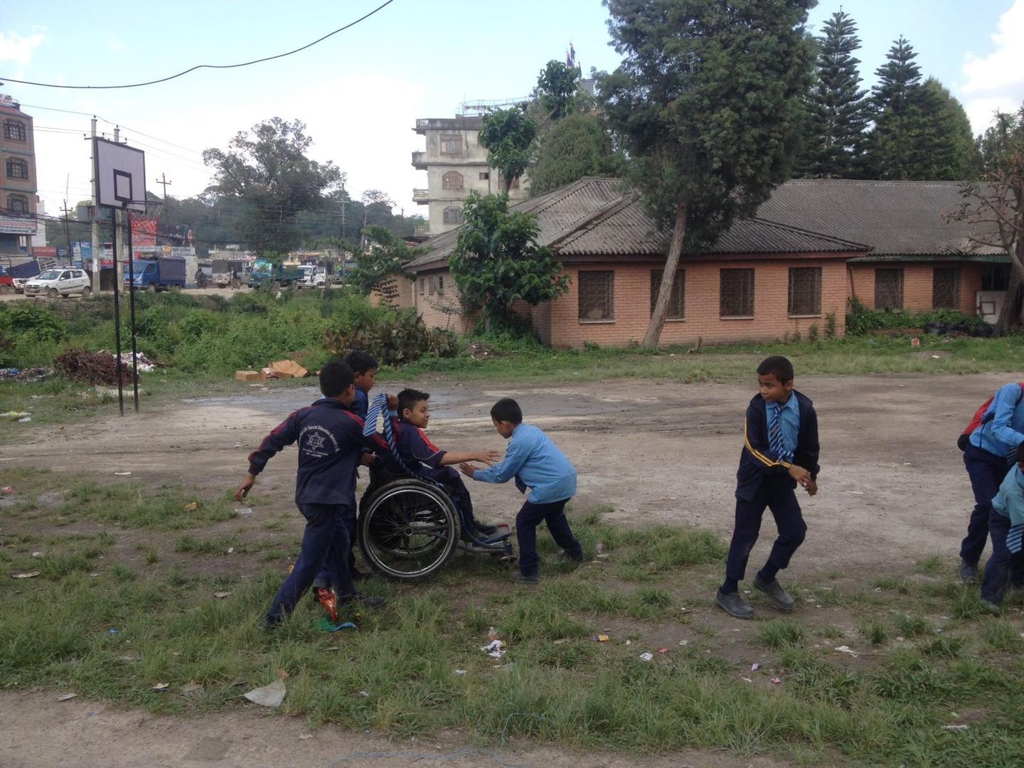  Children on a playground in a public school in Jorpati, Kathmandu, Nepal. May 2018 Human Rights Watch.