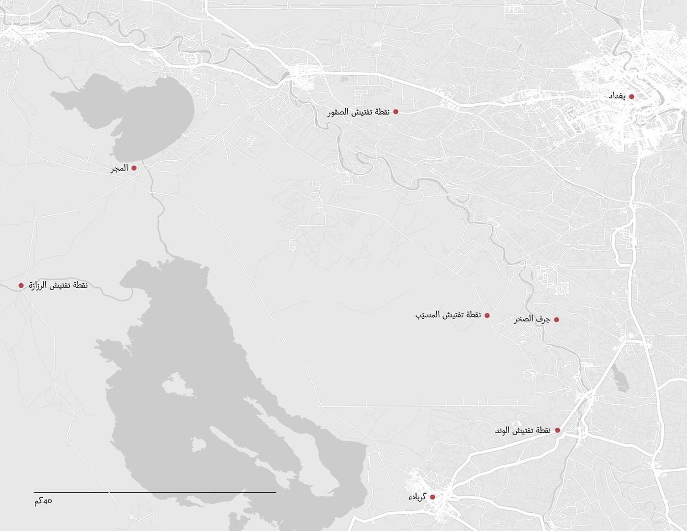 خريطة تظهر مواقع اعتُقل فيها الأشخاص ثم تم إخفاؤهم. 