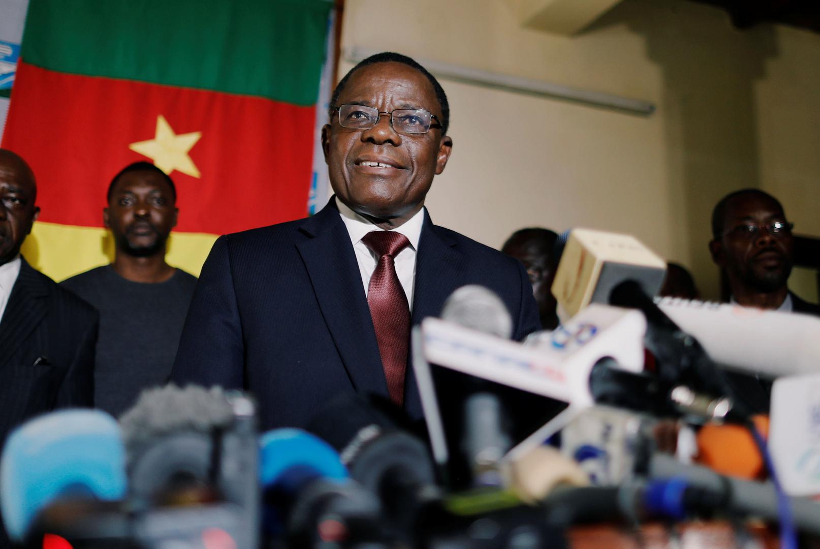 Maurice Kamto holds a news conference at his headquarter in Yaounde, Cameroon October 8, 2018. REUTERS/Zohra Bensemra